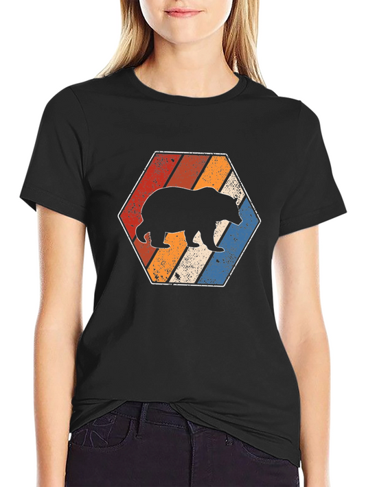Retro Bear Graphic Tee - Unisex Black T-Shirt