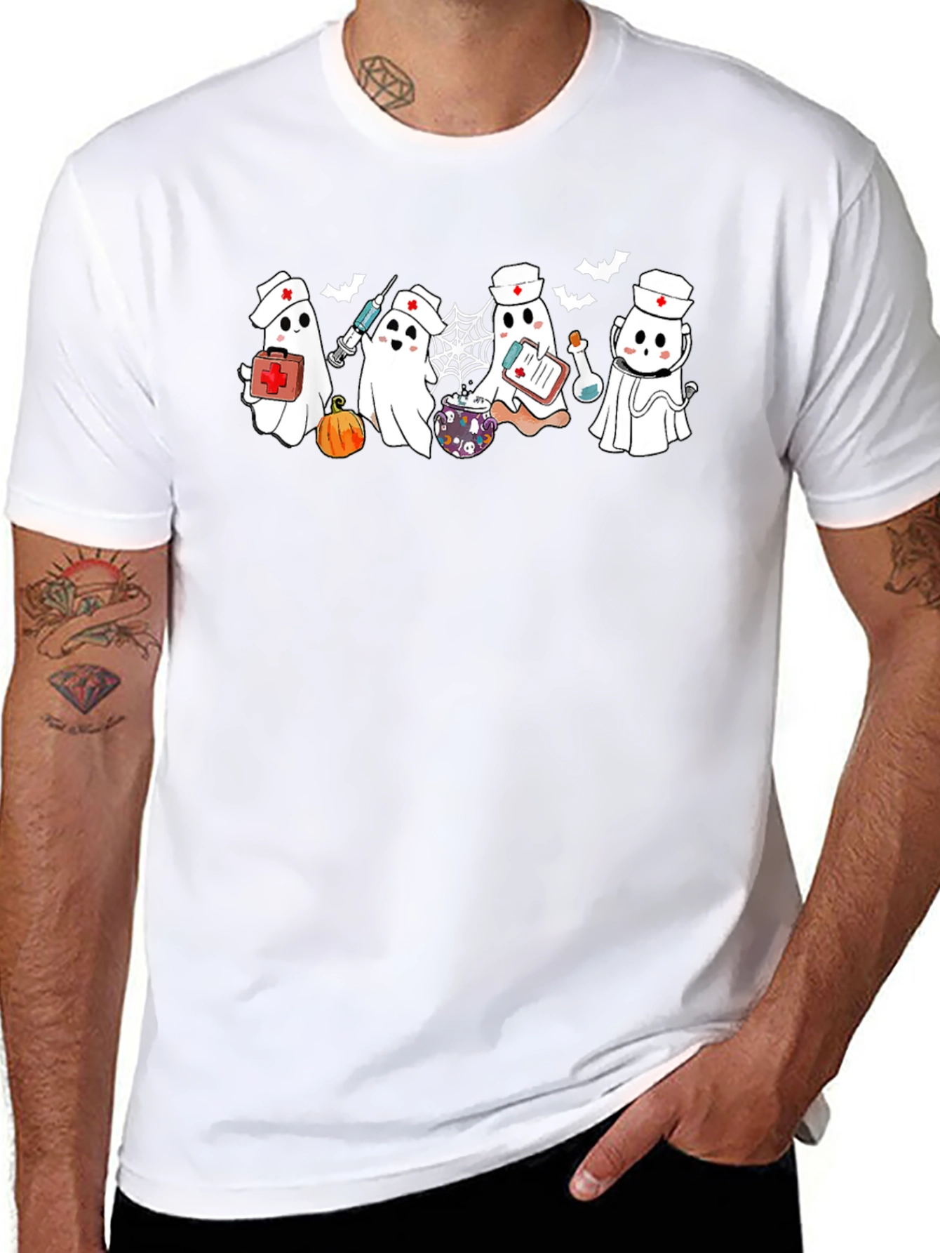 Nurse Ghost Halloween Graphic T-Shirt