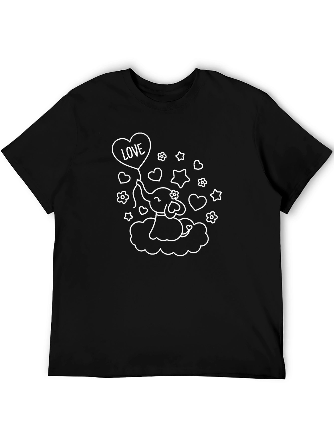 Love Elephant Graphic Black T-Shirt