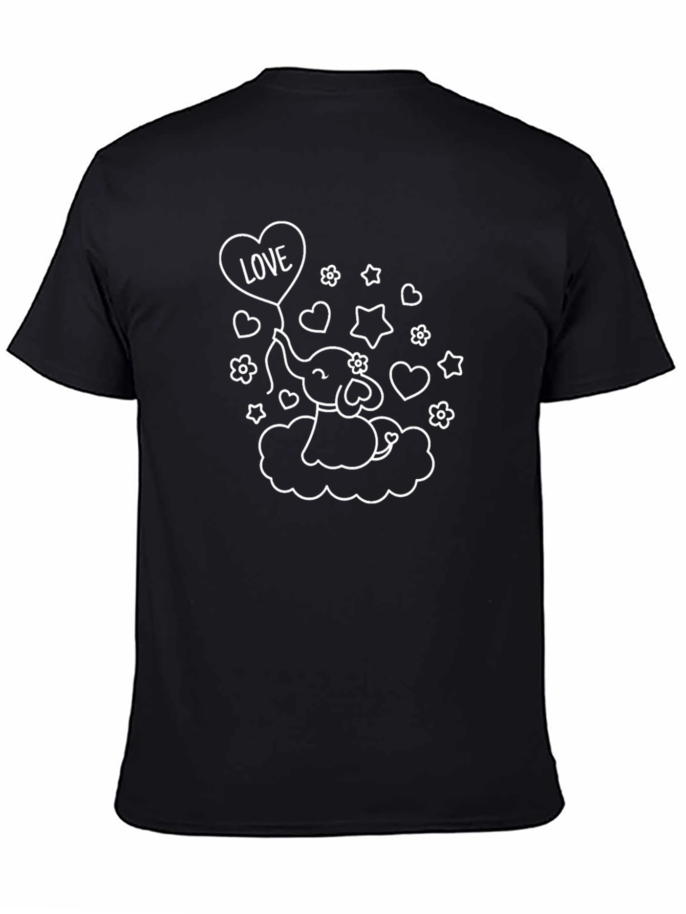 Love Elephant Graphic Black T-Shirt