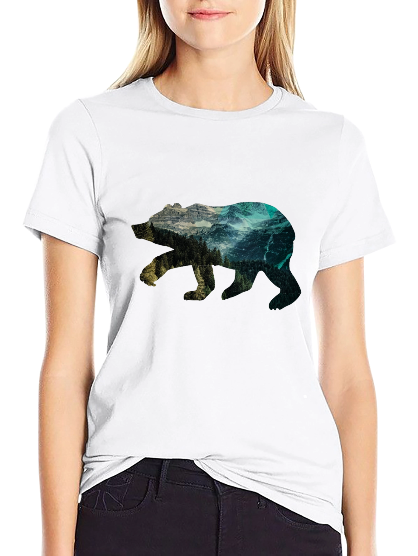 Nature Bear Graphic Tee - Black