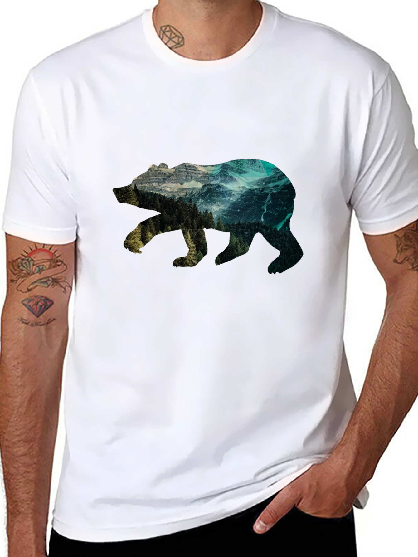 Nature Bear Graphic Tee - Black