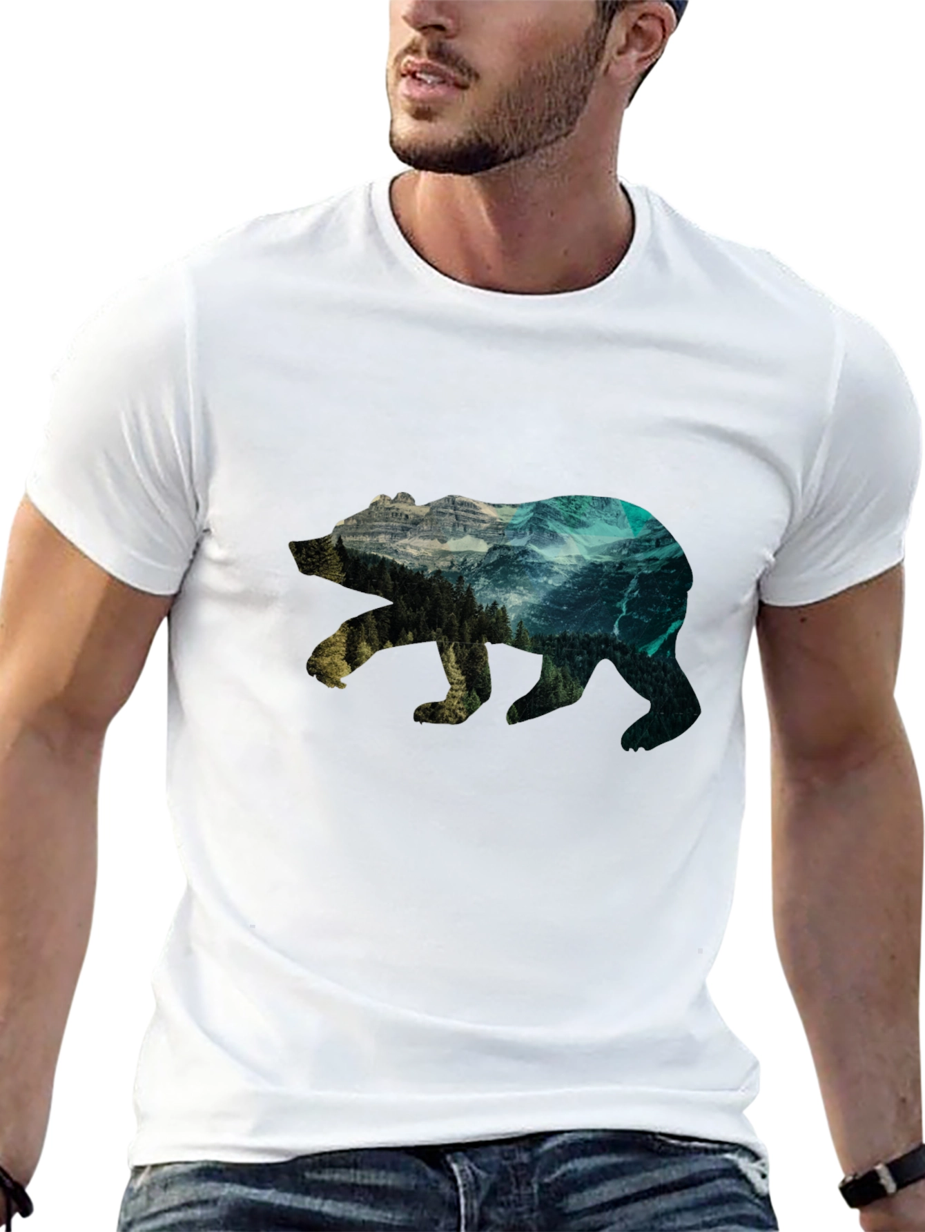 Nature Bear Graphic Tee - Black
