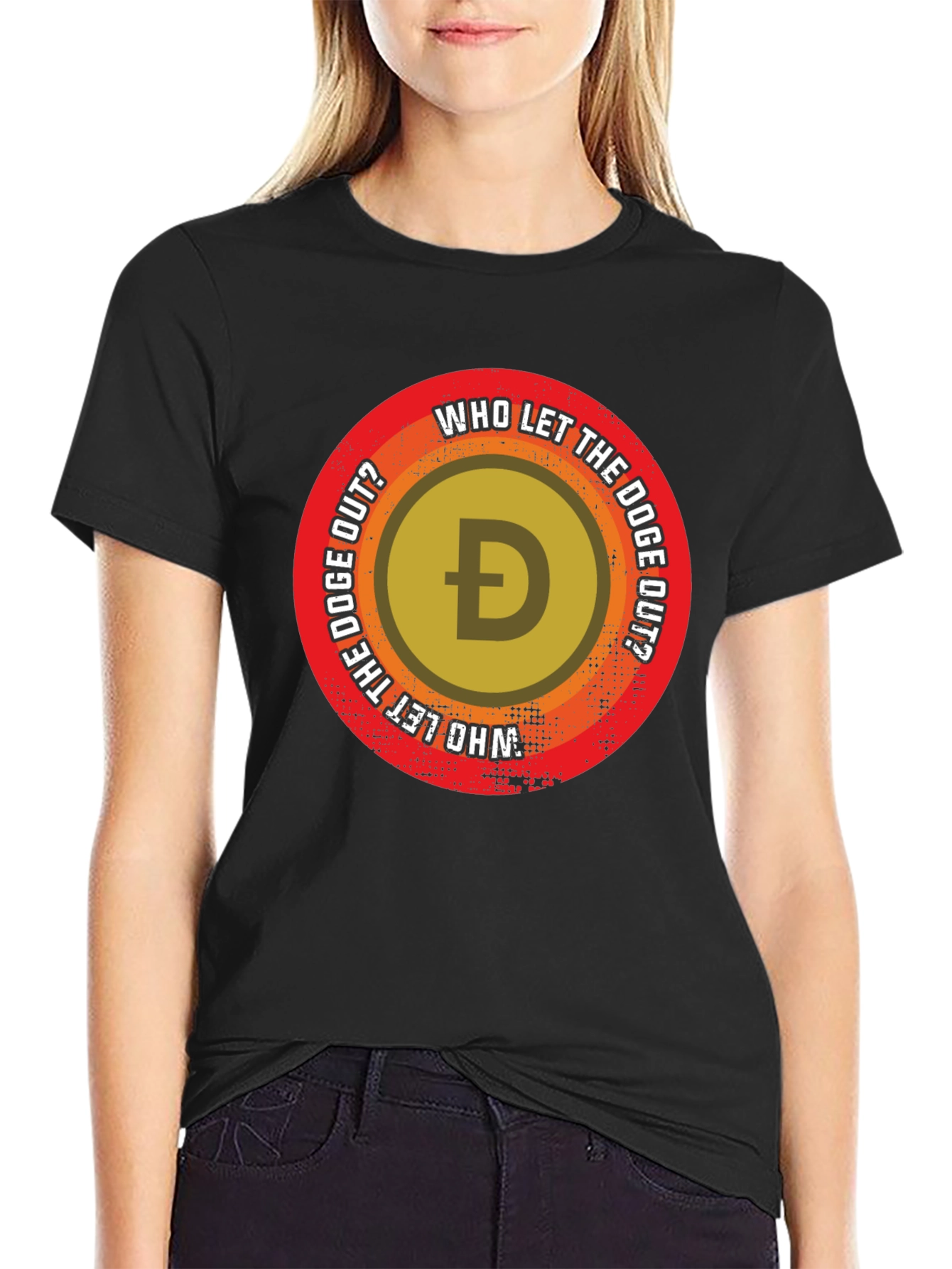 Who Let The Doge Out? Black T-Shirt