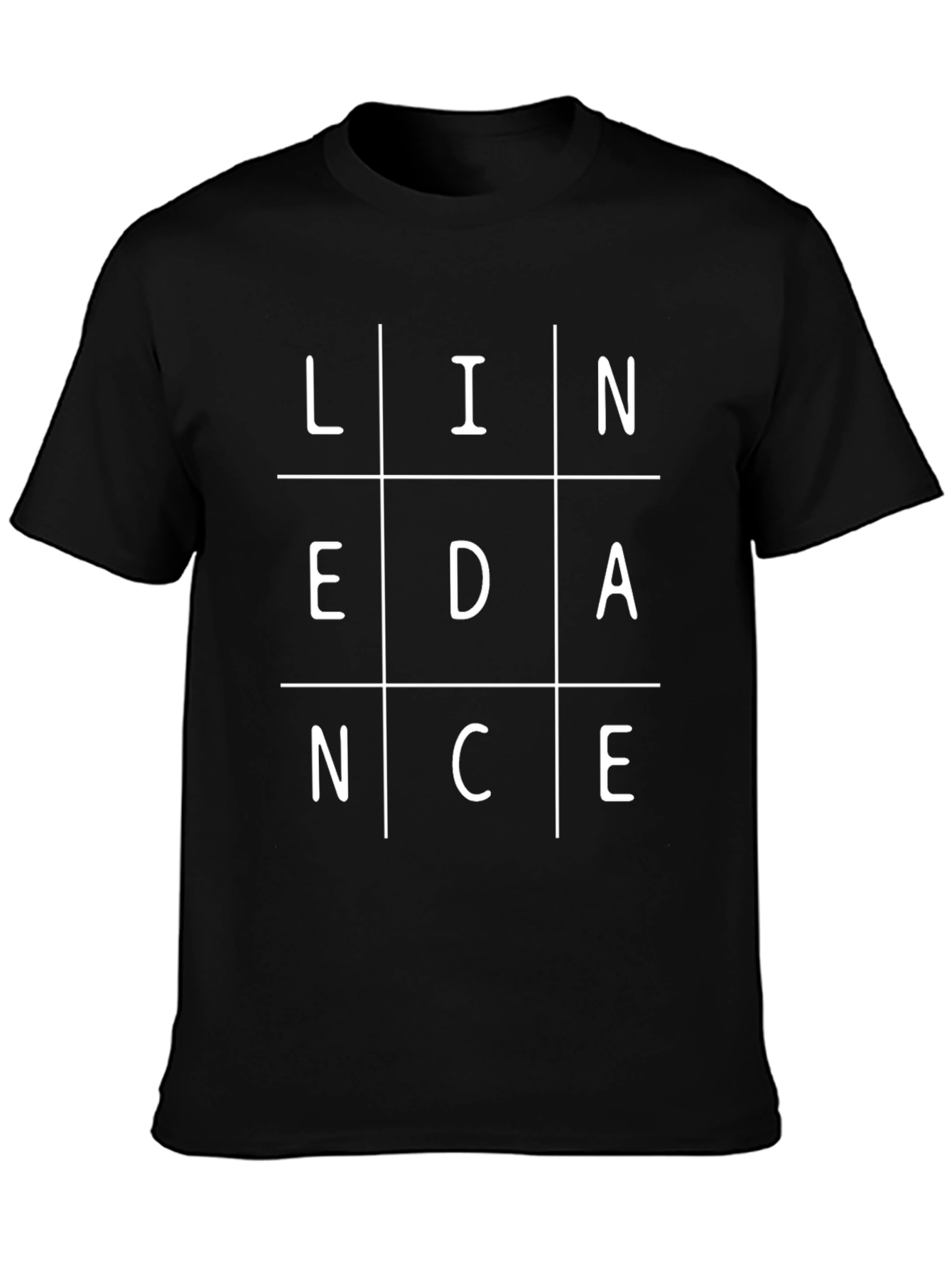 Lin Dance T-Shirt Black Cotton Graphic Tee Tic-Tac-Toe Design