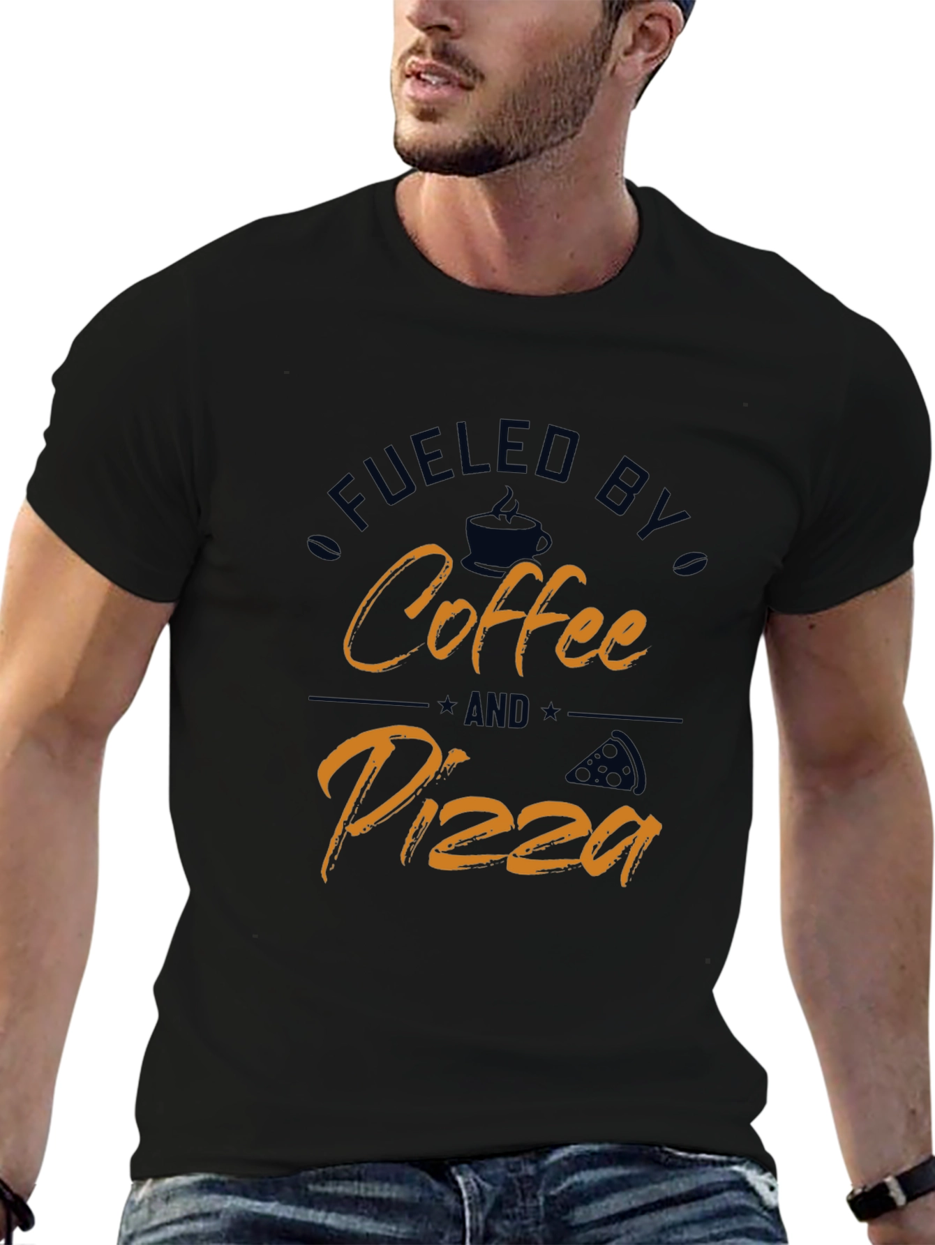 Fueled by Coffee and Pizza Graphic T-Shirt
