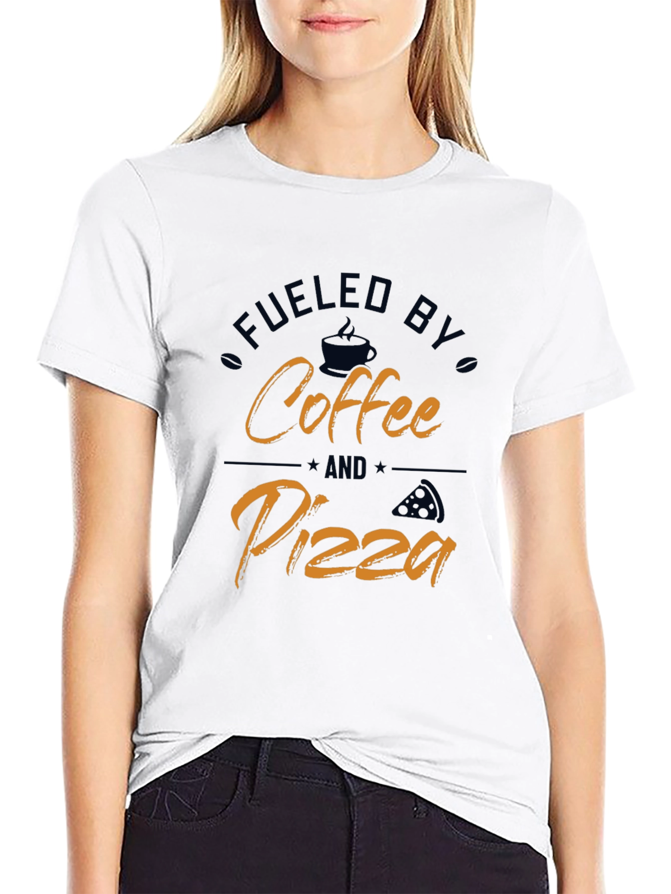 Fueled by Coffee and Pizza Graphic T-Shirt