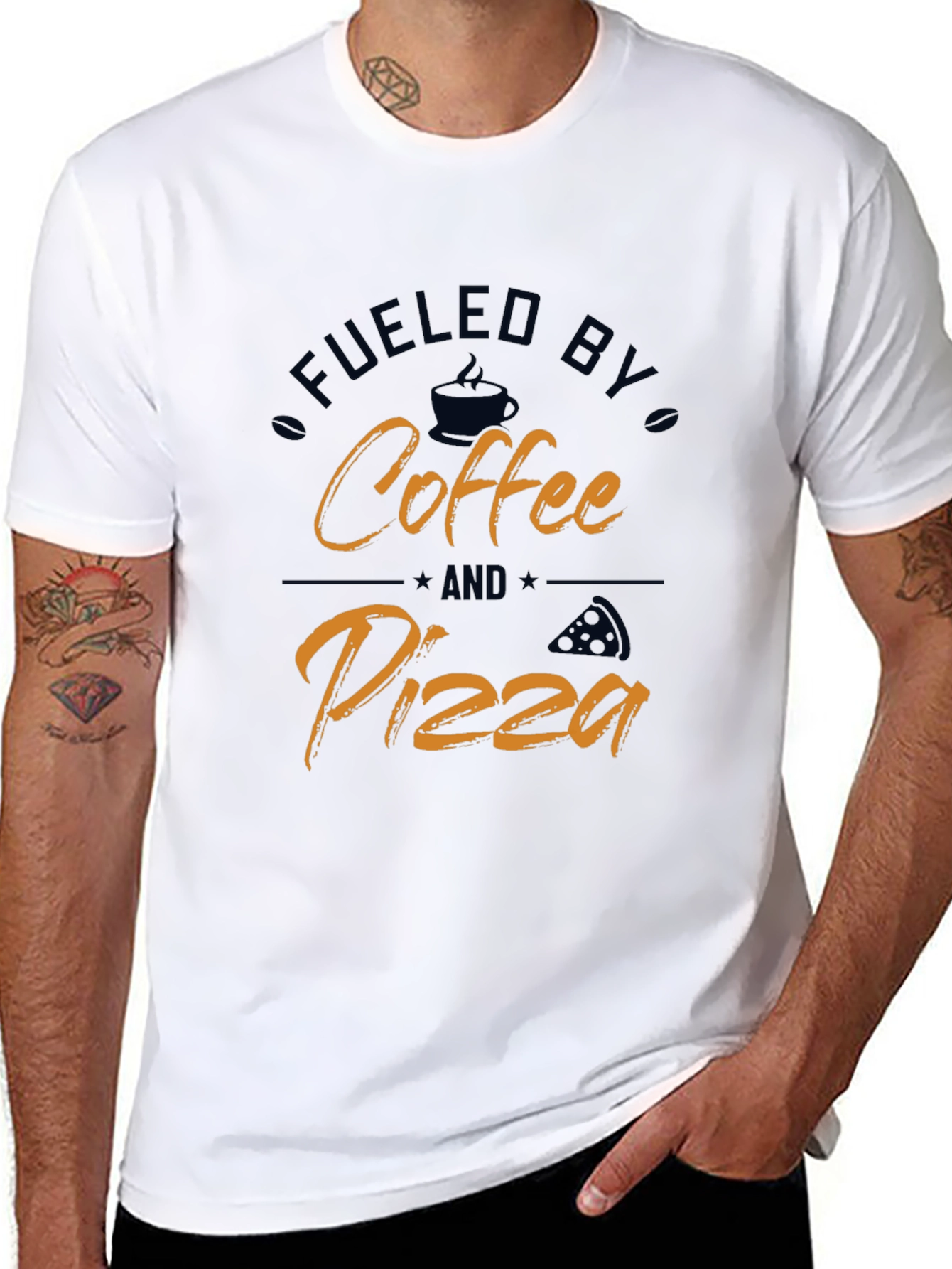 Fueled by Coffee and Pizza Graphic T-Shirt