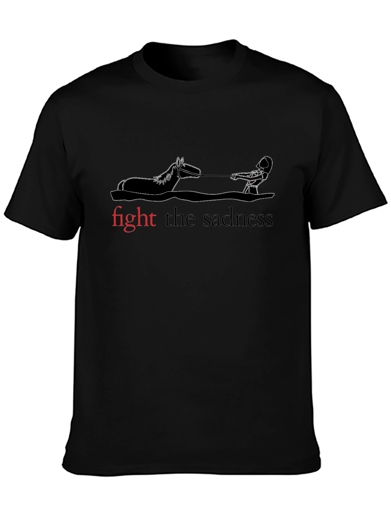 Fight The Sadness Black Graphic Tee