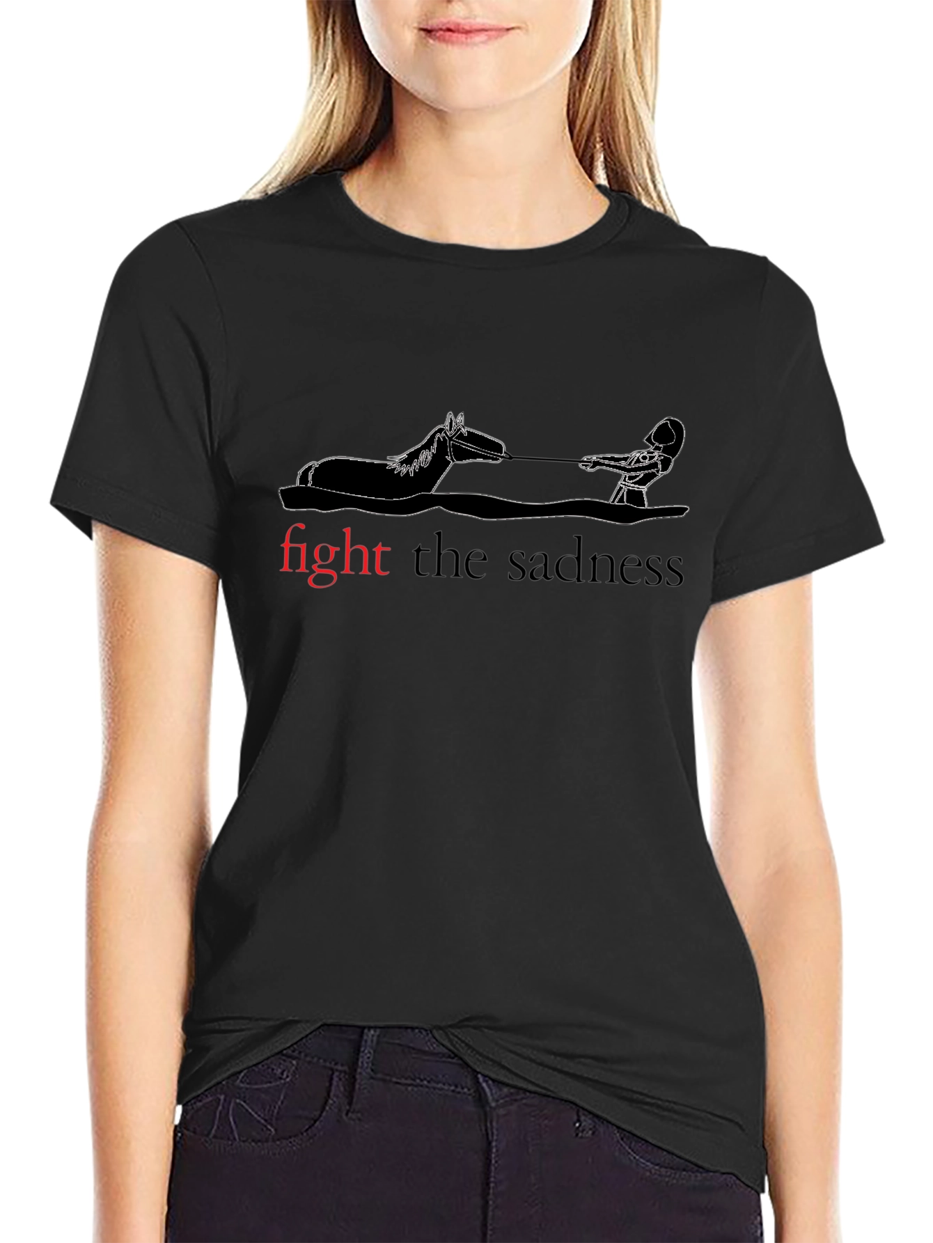 Fight The Sadness Black Graphic Tee