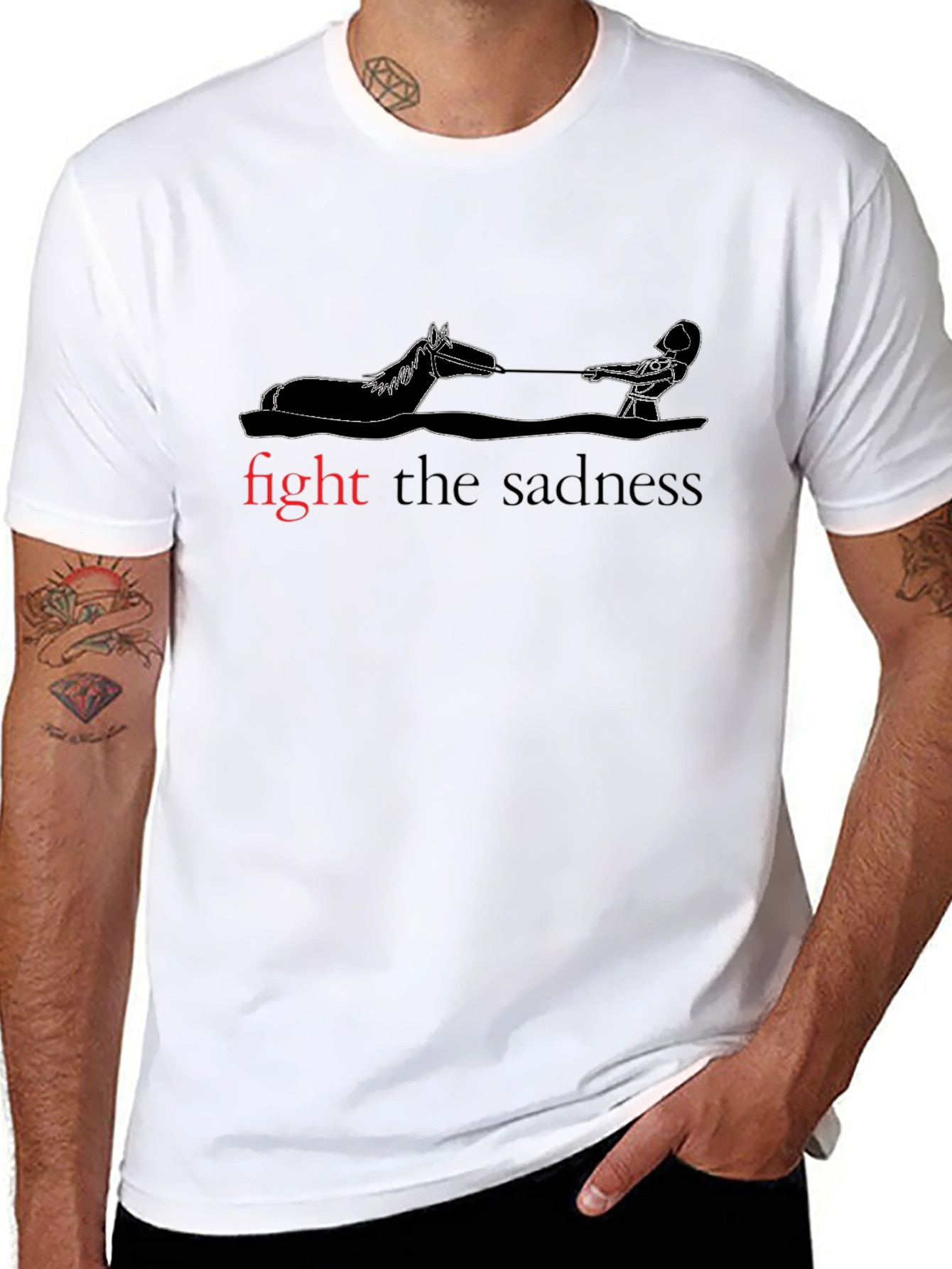 Fight The Sadness Black Graphic Tee