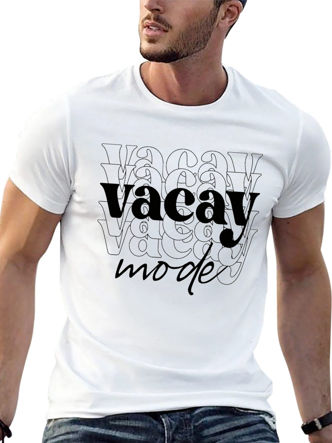 Vacay Mode Black Graphic T-Shirt - Relaxed Fit