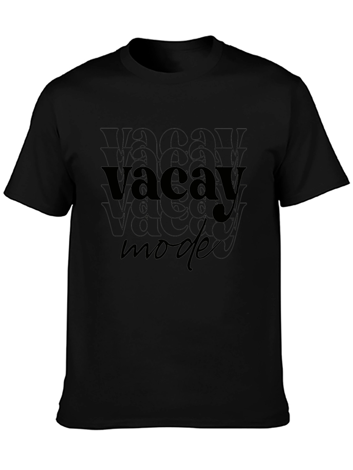 Vacay Mode Black Graphic T-Shirt - Relaxed Fit