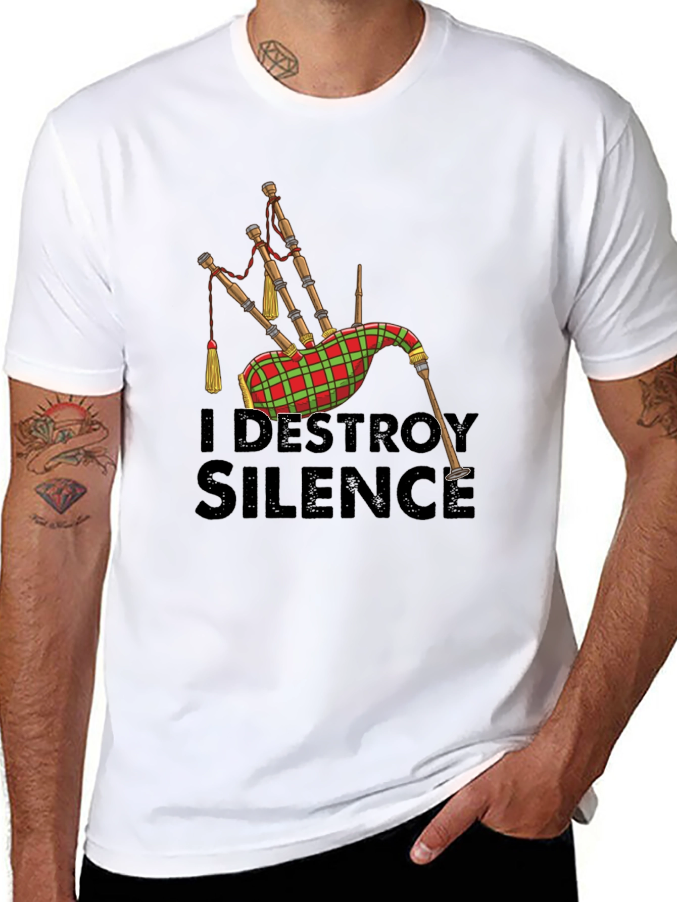 I Destroy Silence Bagpipe T-Shirt