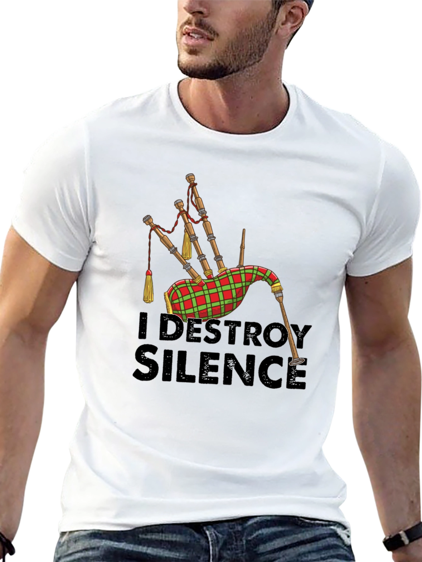 I Destroy Silence Bagpipe T-Shirt