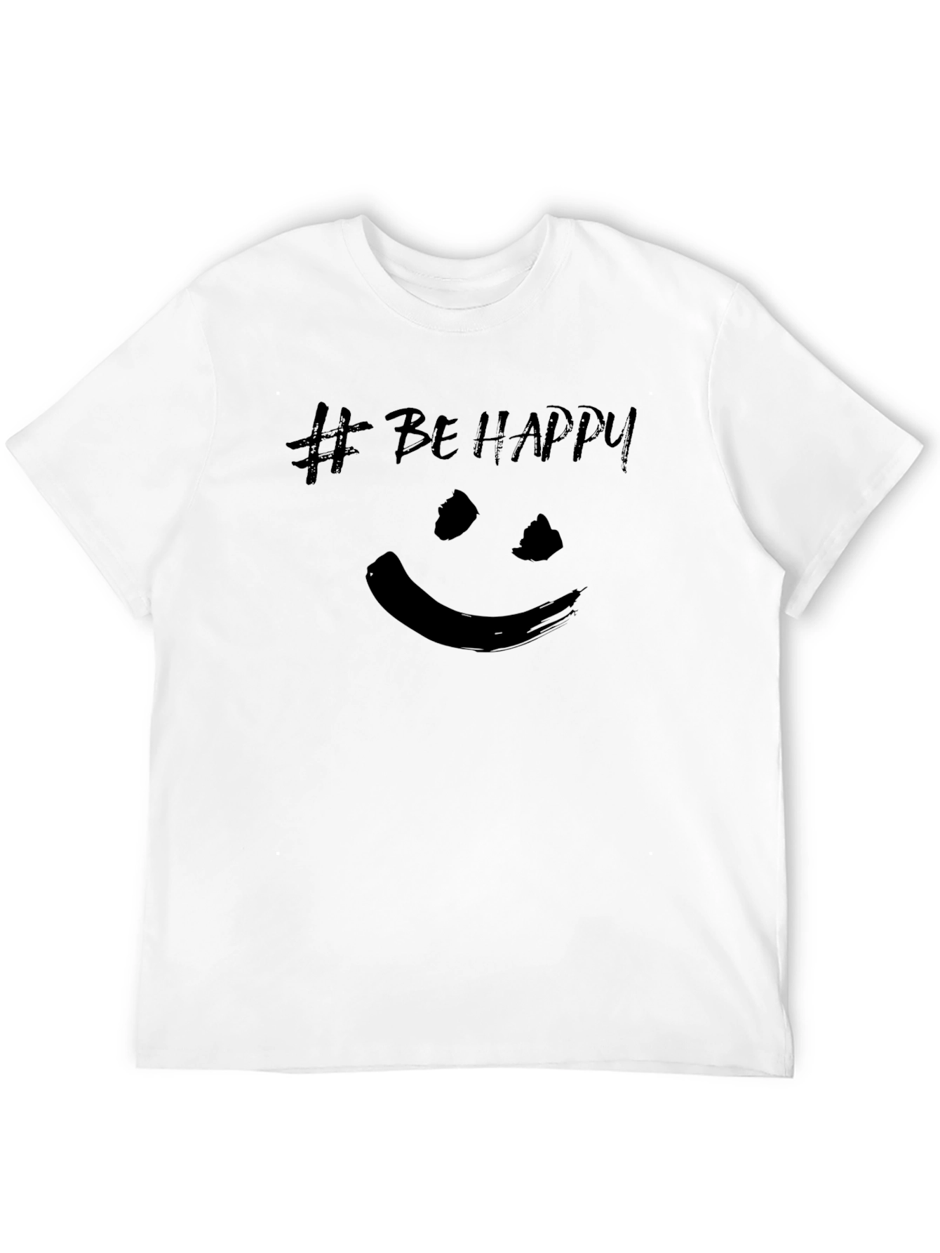 Be Happy T-Shirt - Black Crew Neck Tee