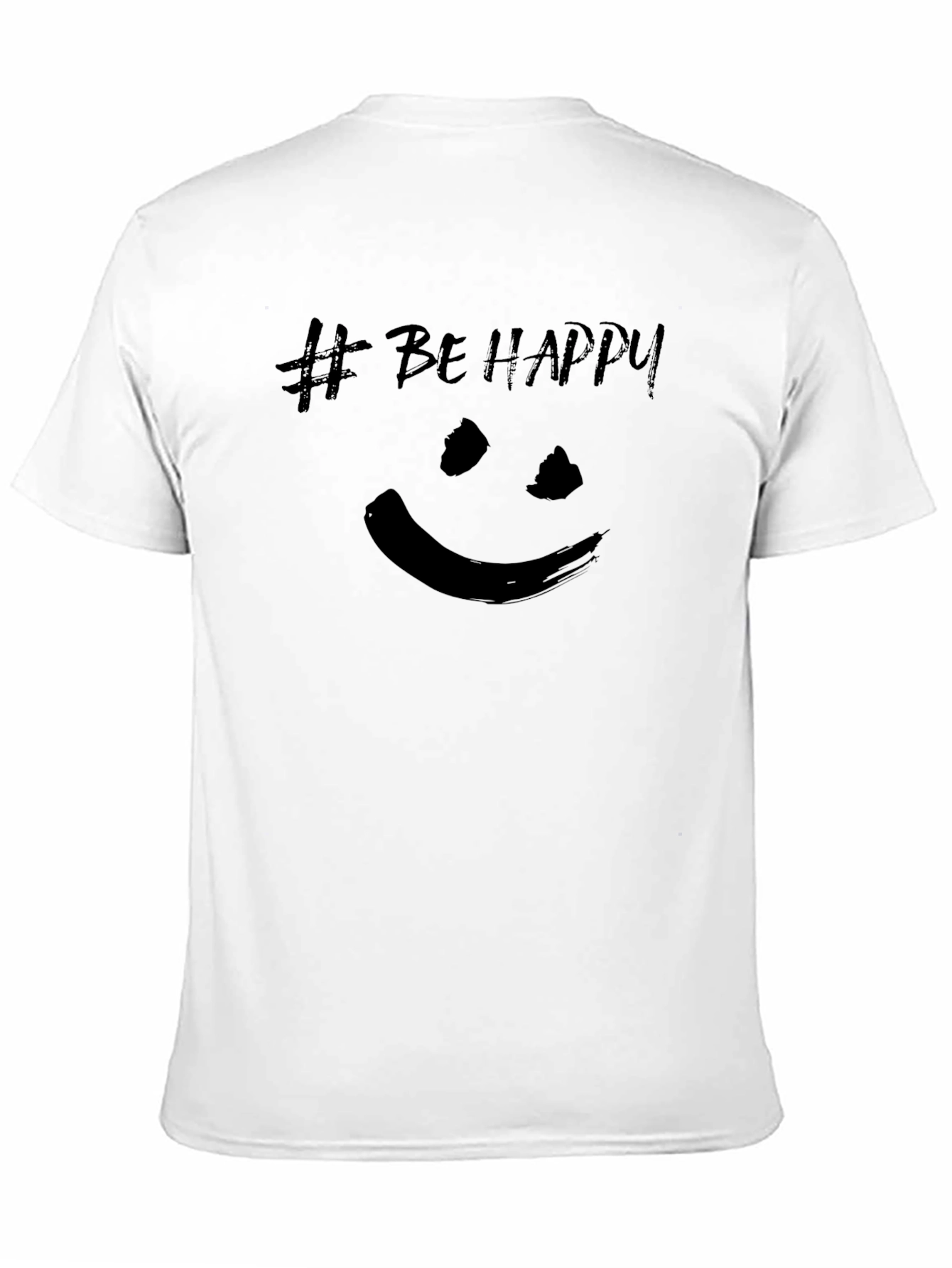 Be Happy T-Shirt - Black Crew Neck Tee