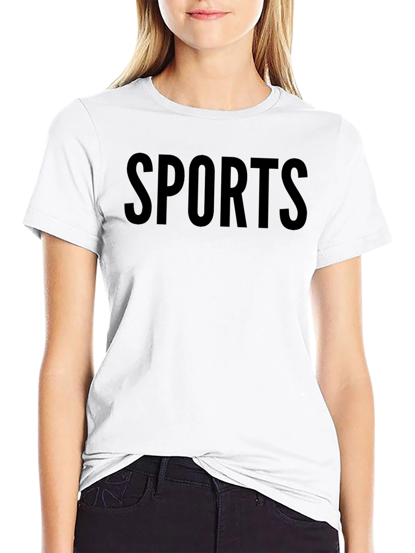 Mens Black SPORTS Graphic Crew Neck T-Shirt