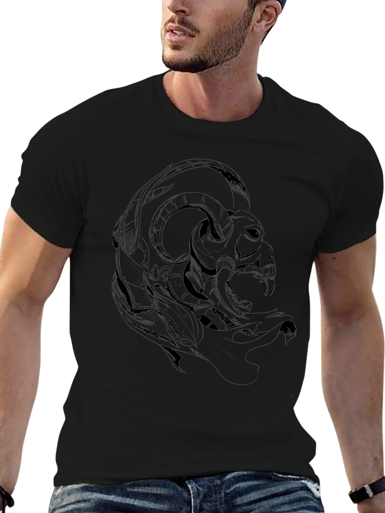 Dark Ram Graphic Tee - Edgy Black T-Shirt