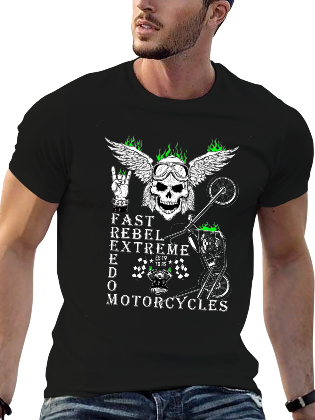 Rebel Motorcycle T-Shirt - Extreme Freedom Rider