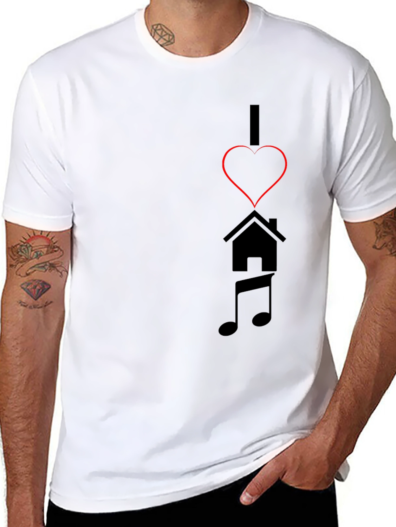 I Love House Music Black T-Shirt