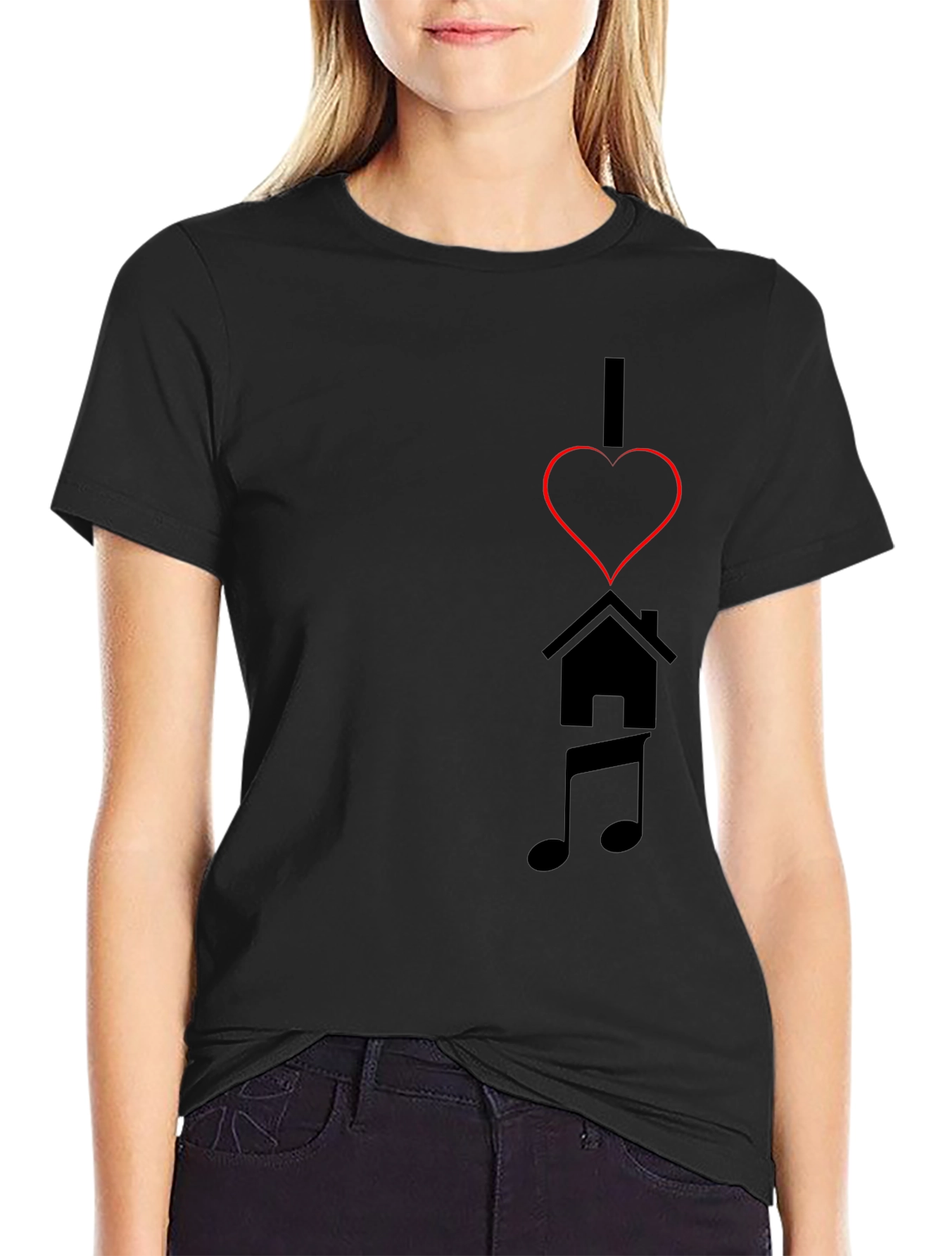I Love House Music Black T-Shirt