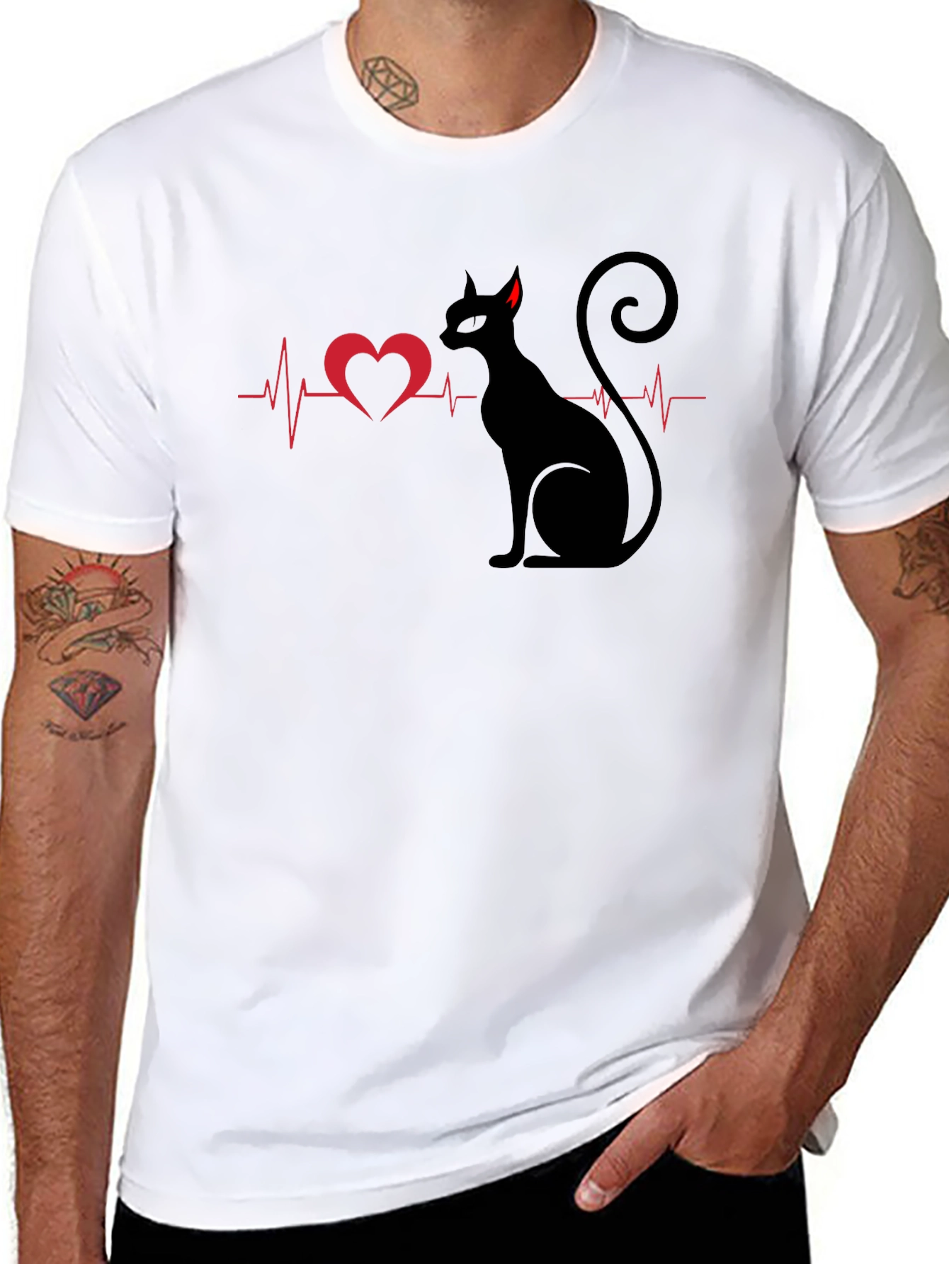 Cat Heartbeat Graphic Tee