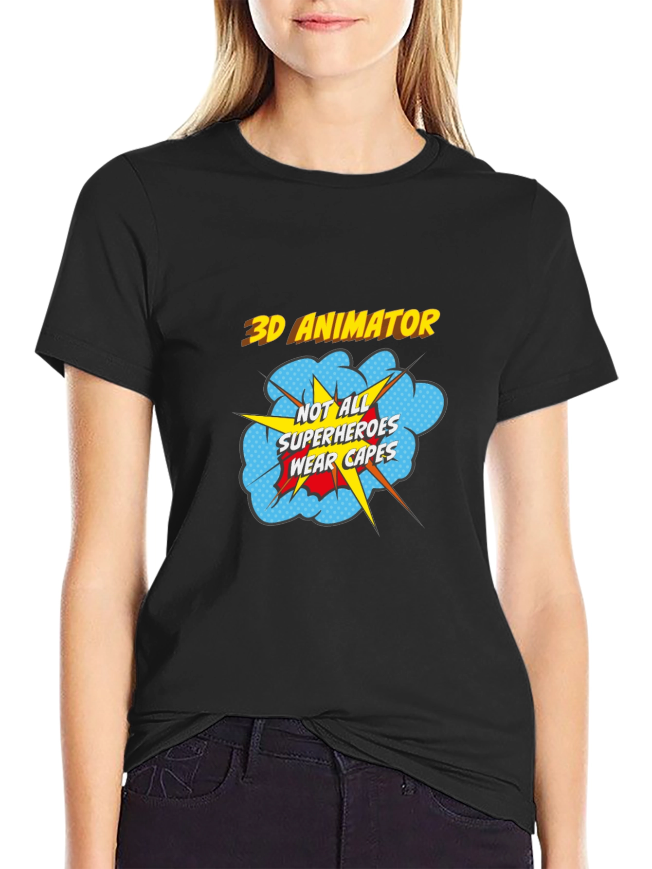 3D Animator Superhero T-Shirt - Black