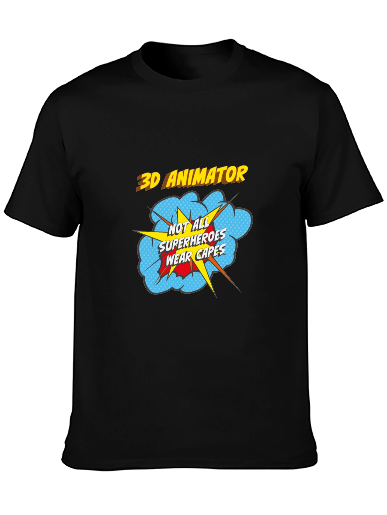 3D Animator Superhero T-Shirt - Black