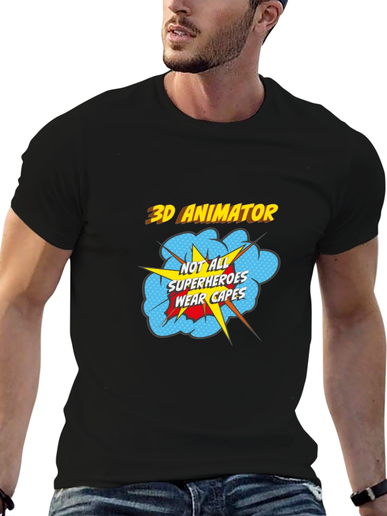 3D Animator Superhero T-Shirt - Black