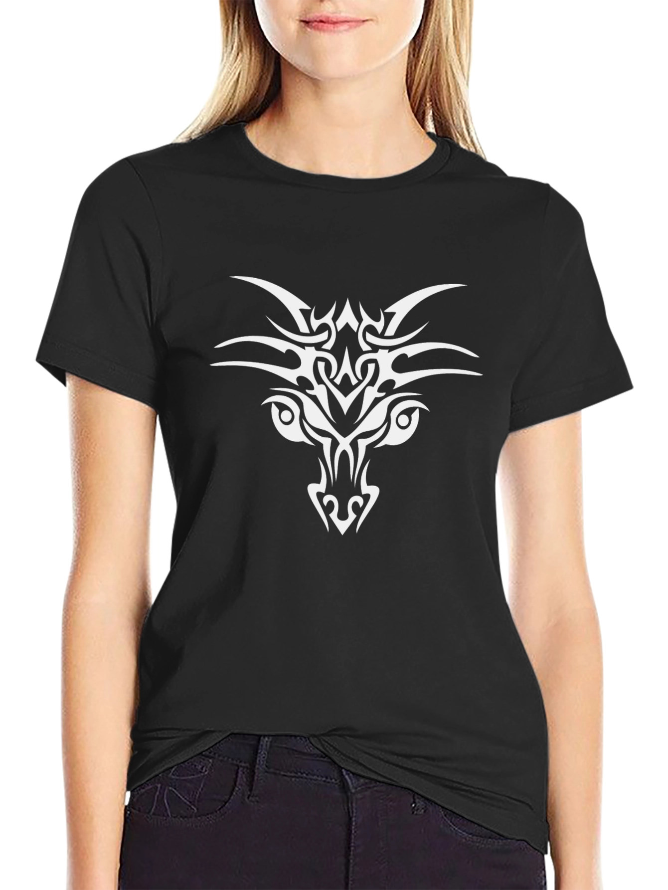 Mens Black Tribal Dragon Graphic T-Shirt