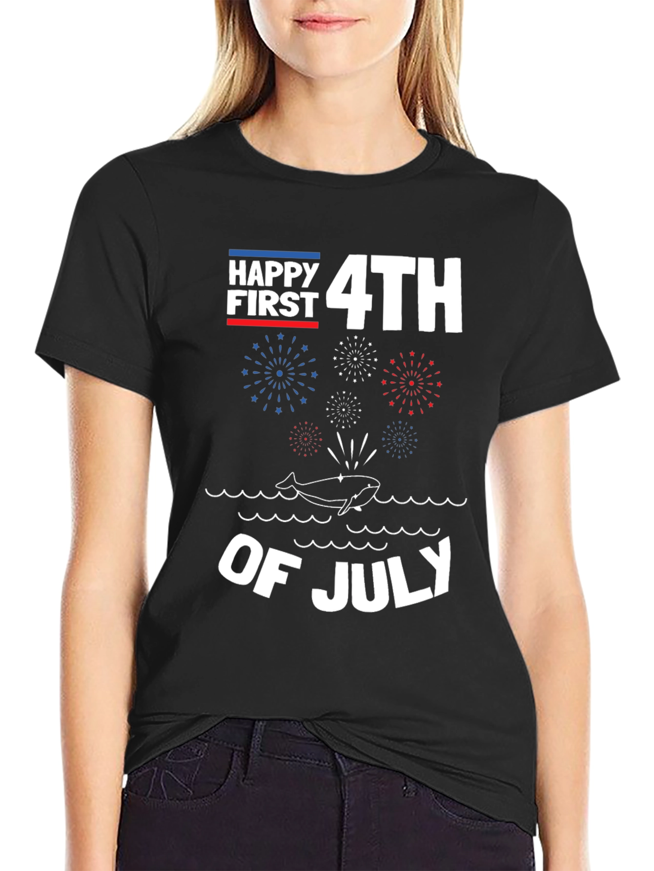 Happy First 4th of July Patriotic Whale T-Shirt
