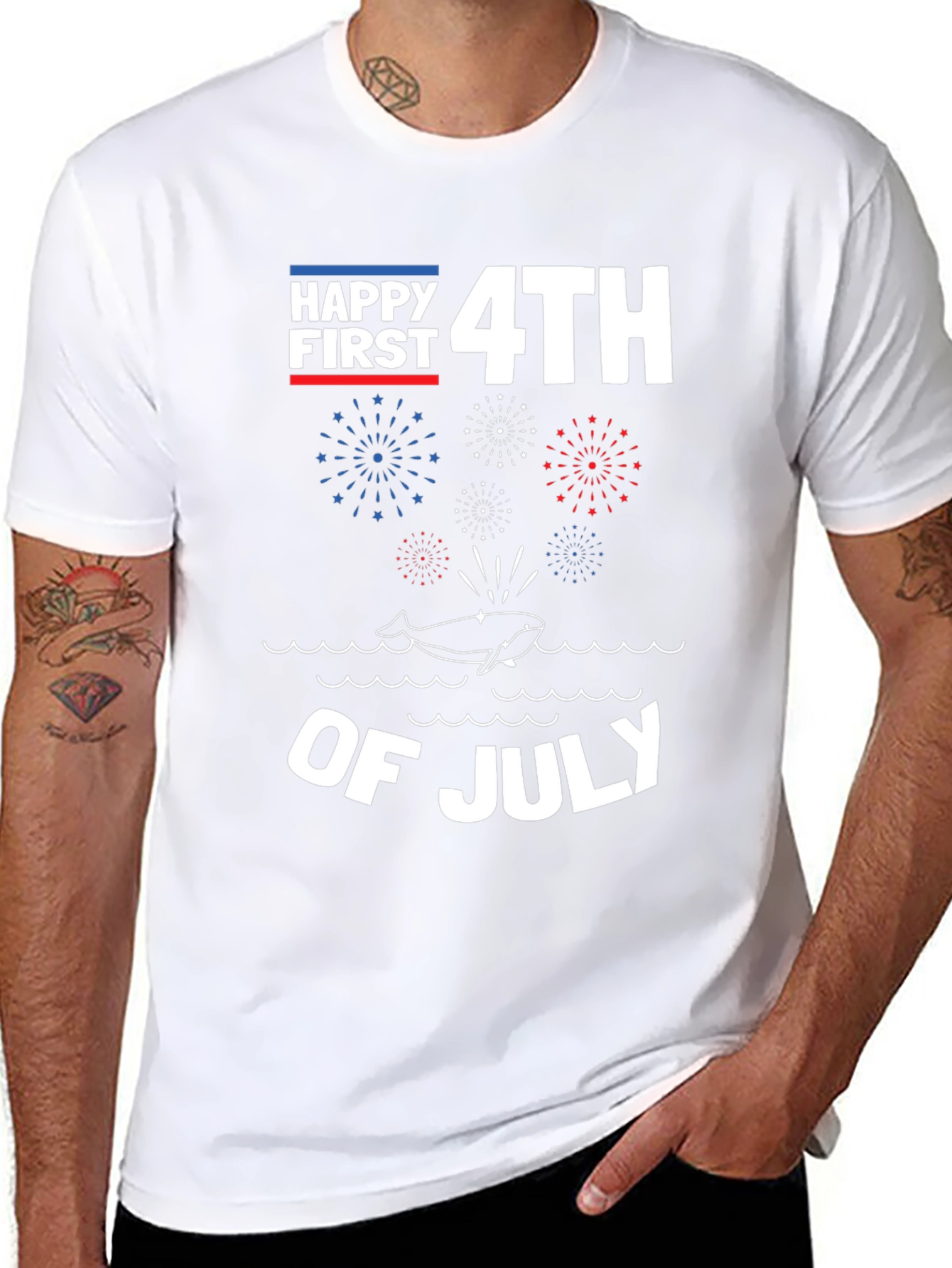 Happy First 4th of July Patriotic Whale T-Shirt