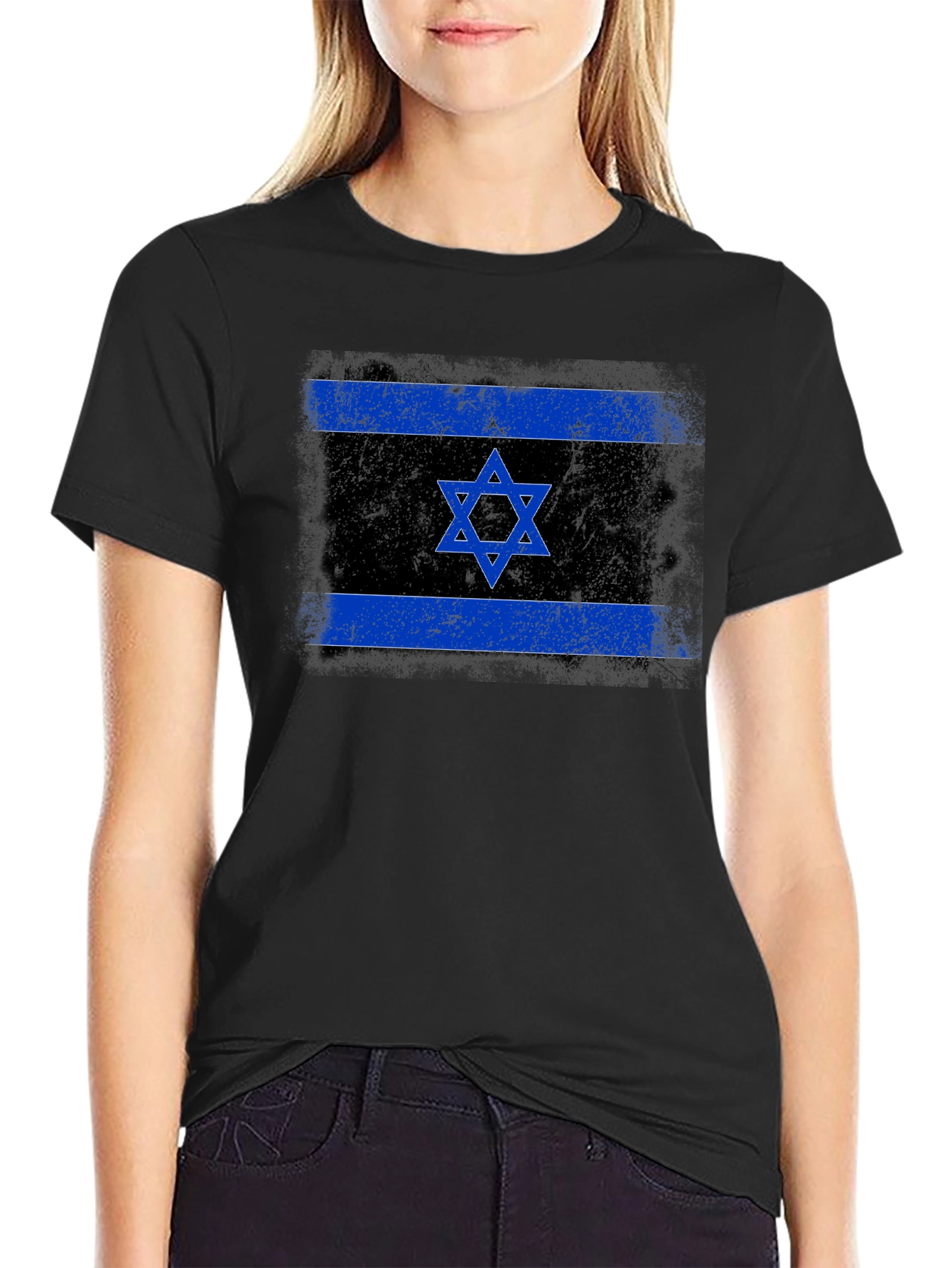 Israel Flag Graphic Print Crew Neck T-Shirt