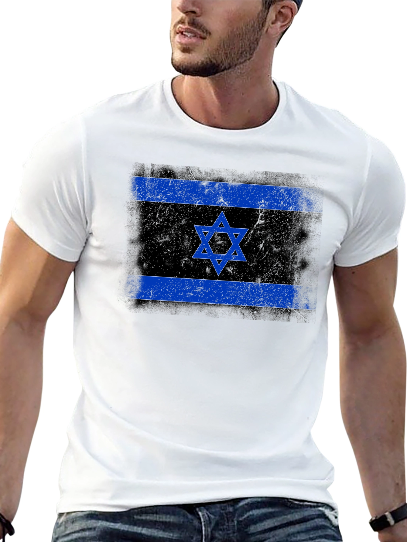 Israel Flag Graphic Print Crew Neck T-Shirt