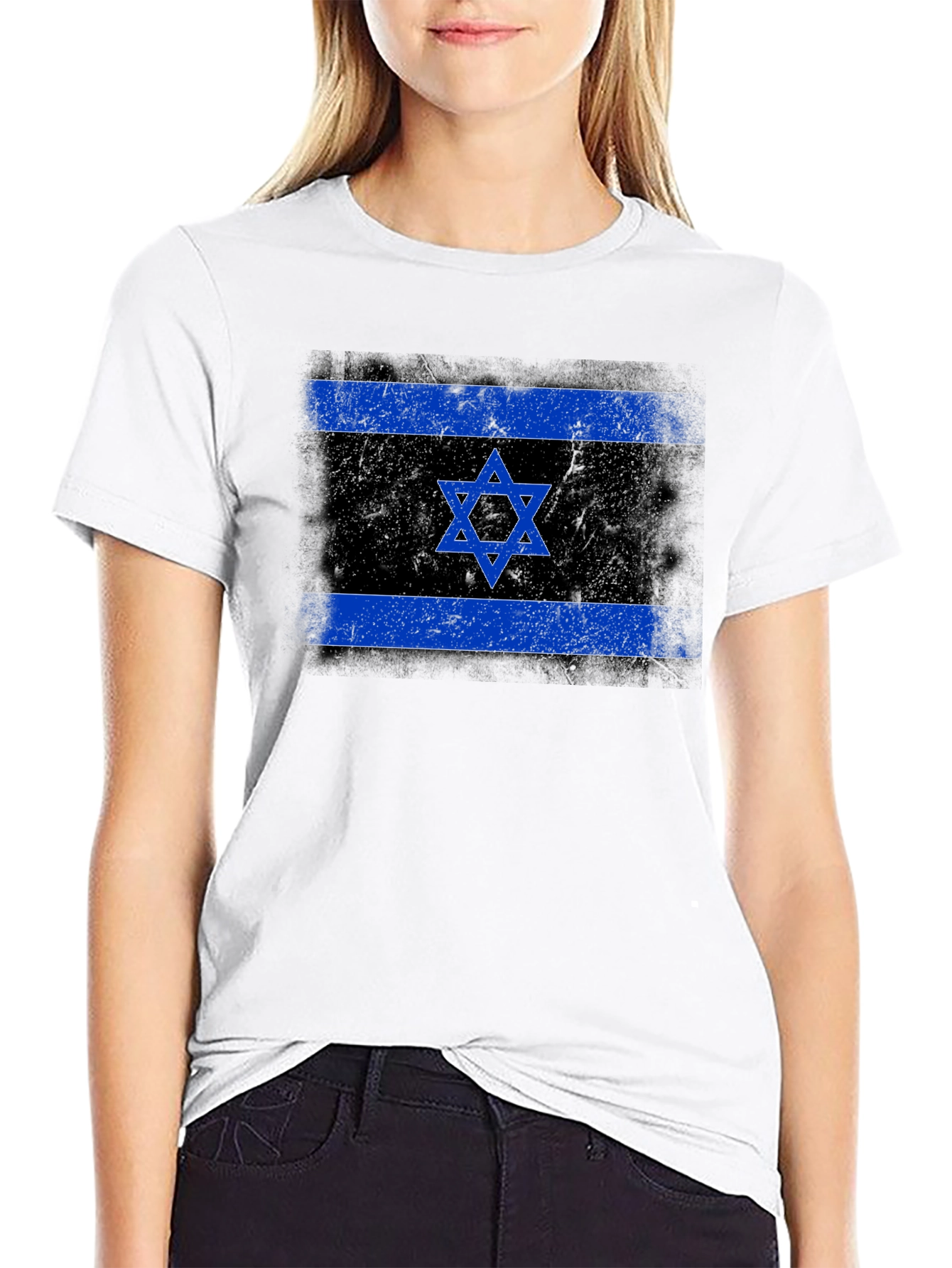 Israel Flag Graphic Print Crew Neck T-Shirt