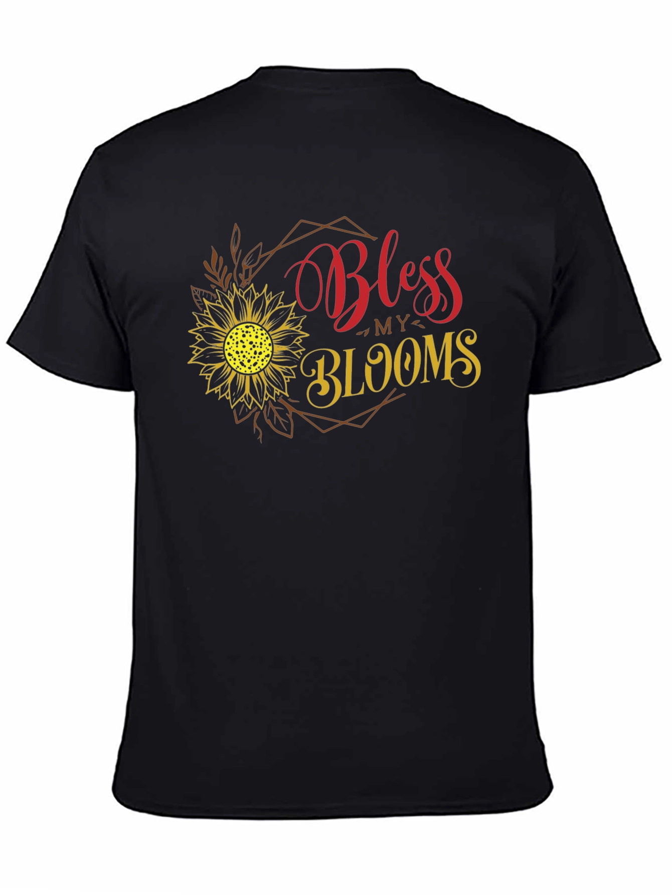 Bless My Blooms Graphic Tee - Black Cotton T-Shirt
