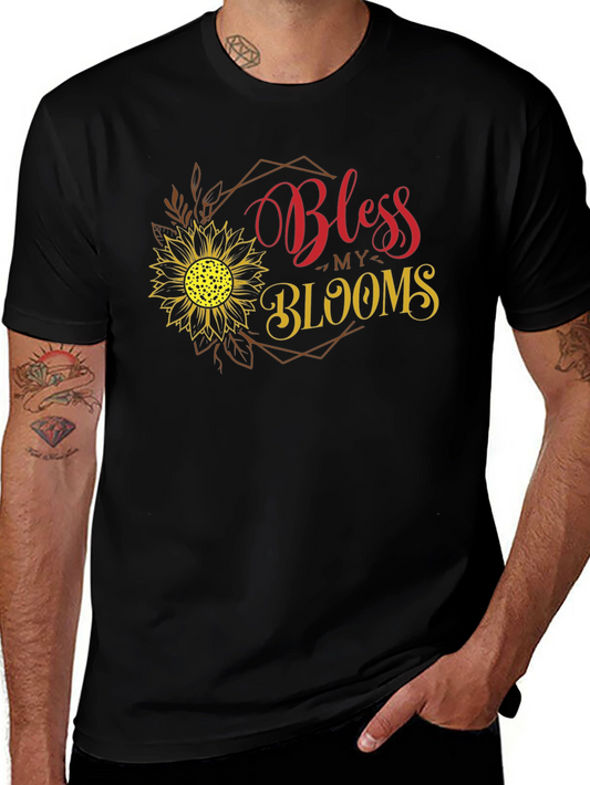 Bless My Blooms Graphic Tee - Black Cotton T-Shirt