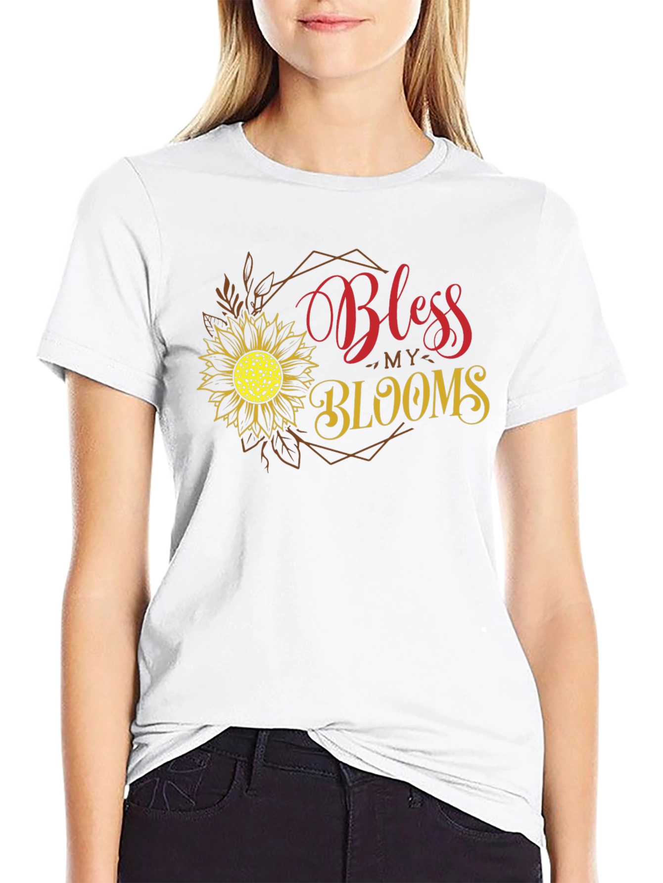 Bless My Blooms Graphic Tee - Black Cotton T-Shirt