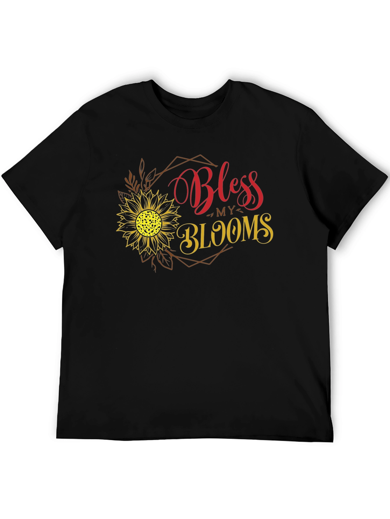 Bless My Blooms Graphic Tee - Black Cotton T-Shirt