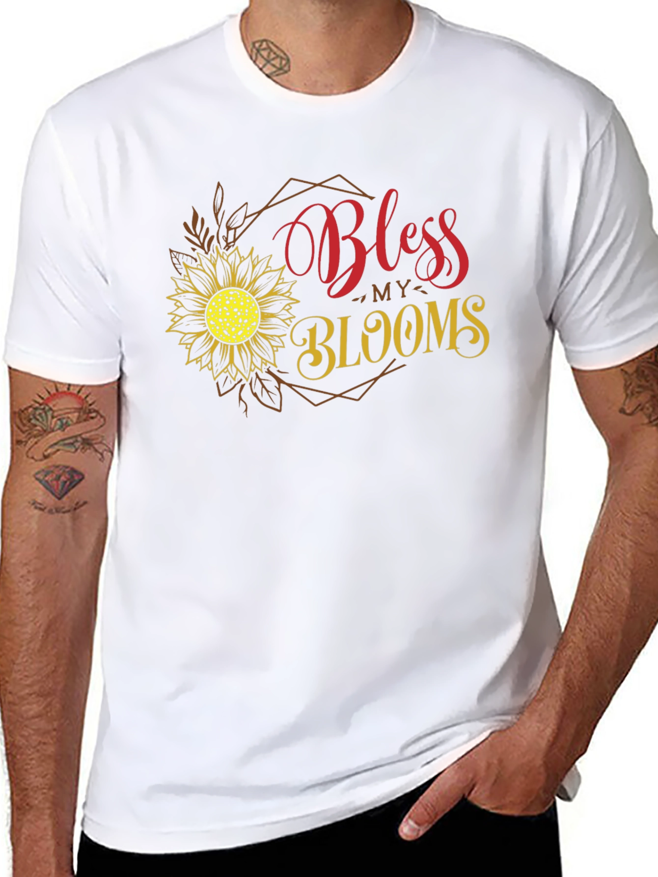Bless My Blooms Graphic Tee - Black Cotton T-Shirt