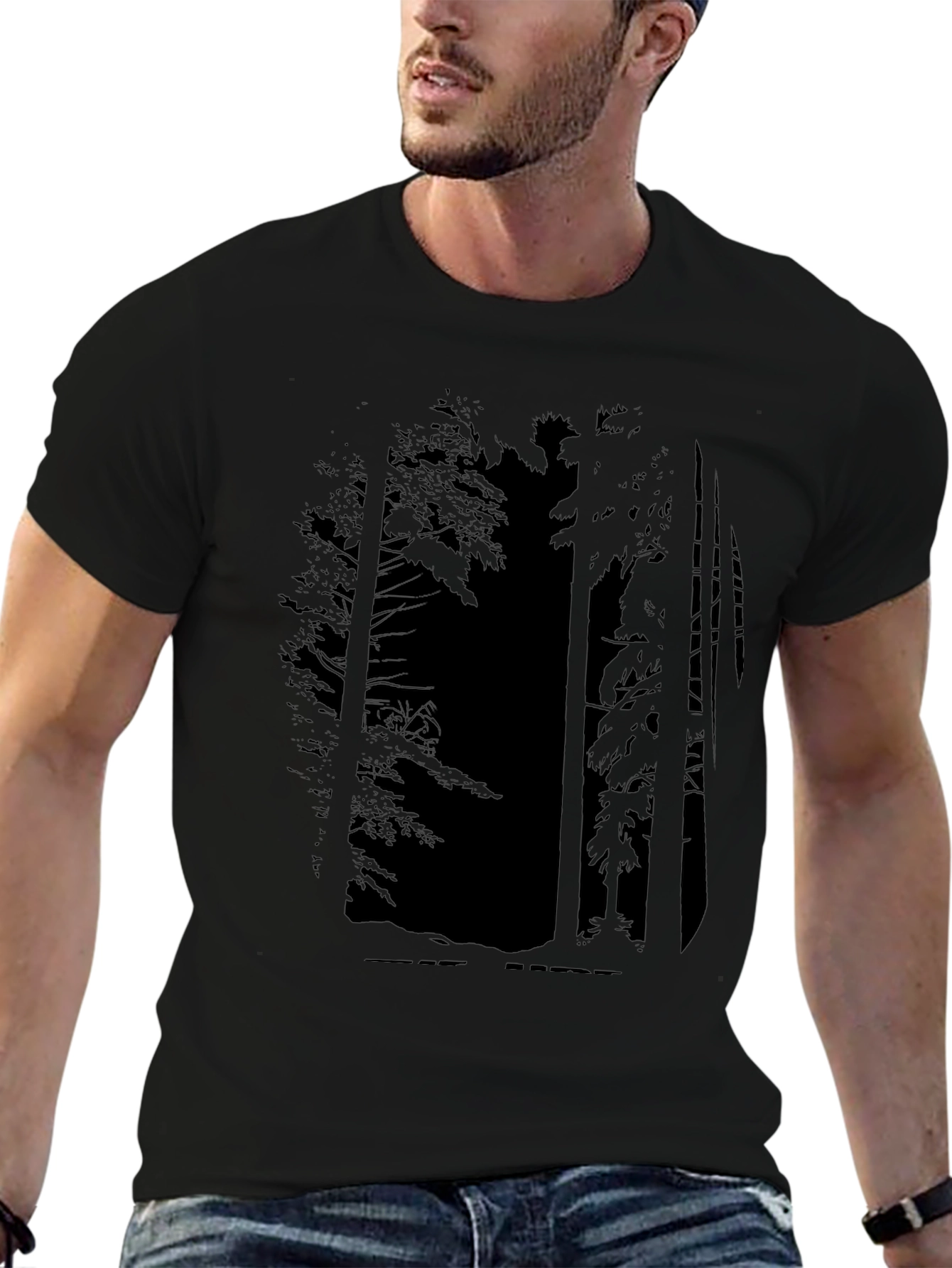 Forest Silhouette Graphic Tee - Mens Black T-Shirt