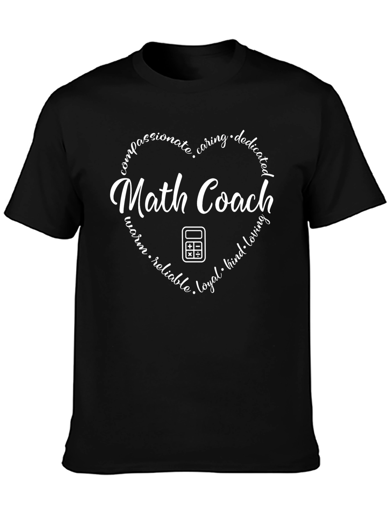 Math Coach Heart Graphic Tee - Black Cotton T-Shirt
