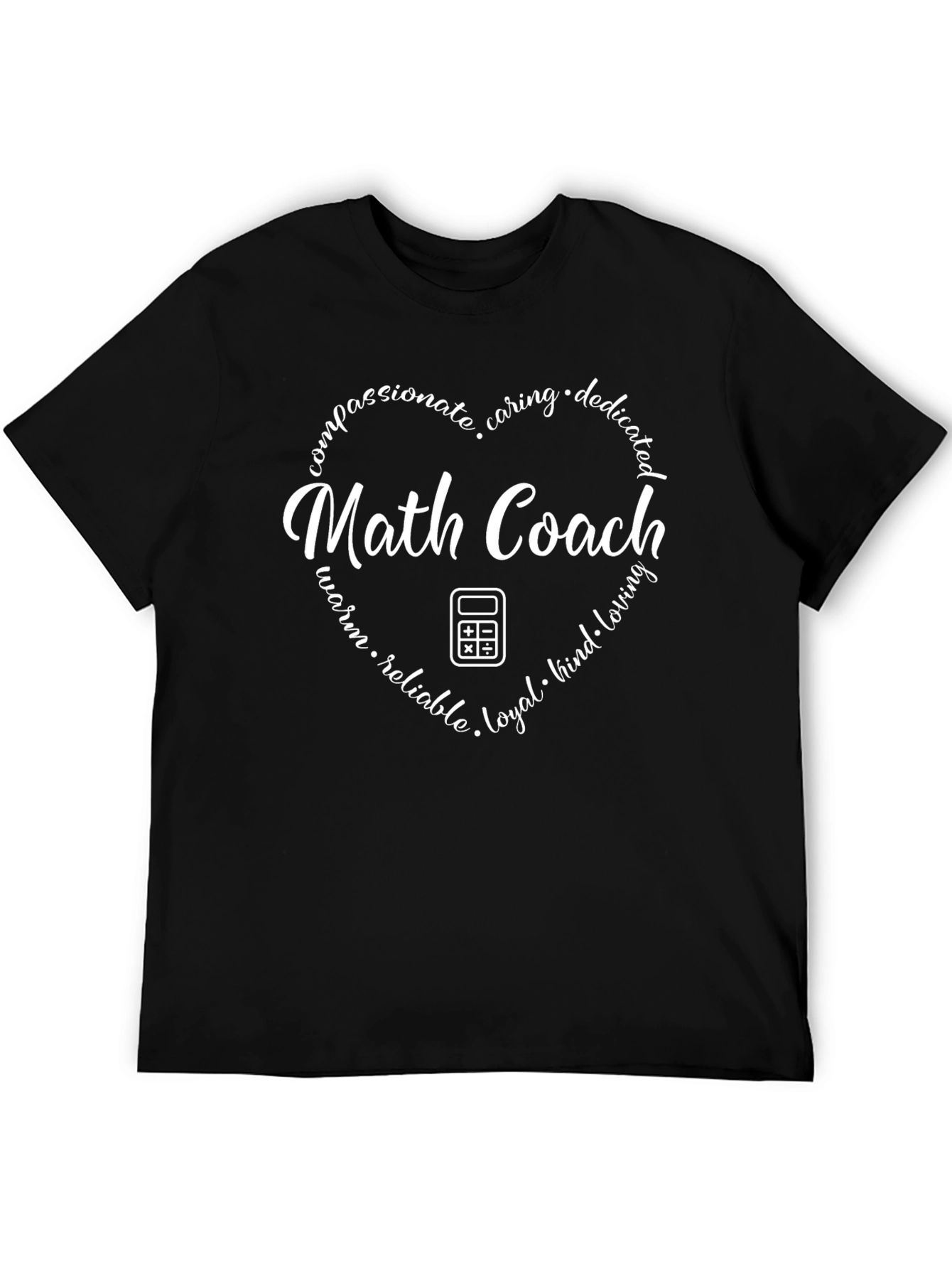 Math Coach Heart Graphic Tee - Black Cotton T-Shirt