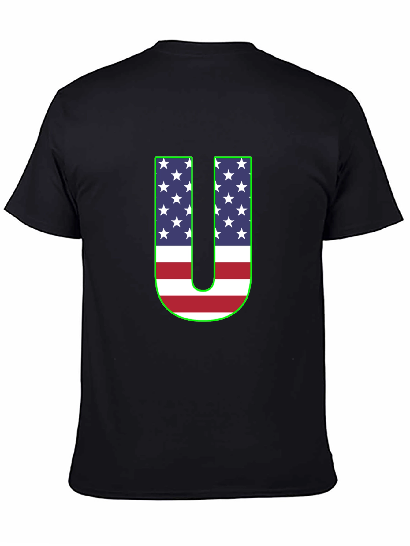 Patriotic U Graphic Tee - USA Flag Letter Print