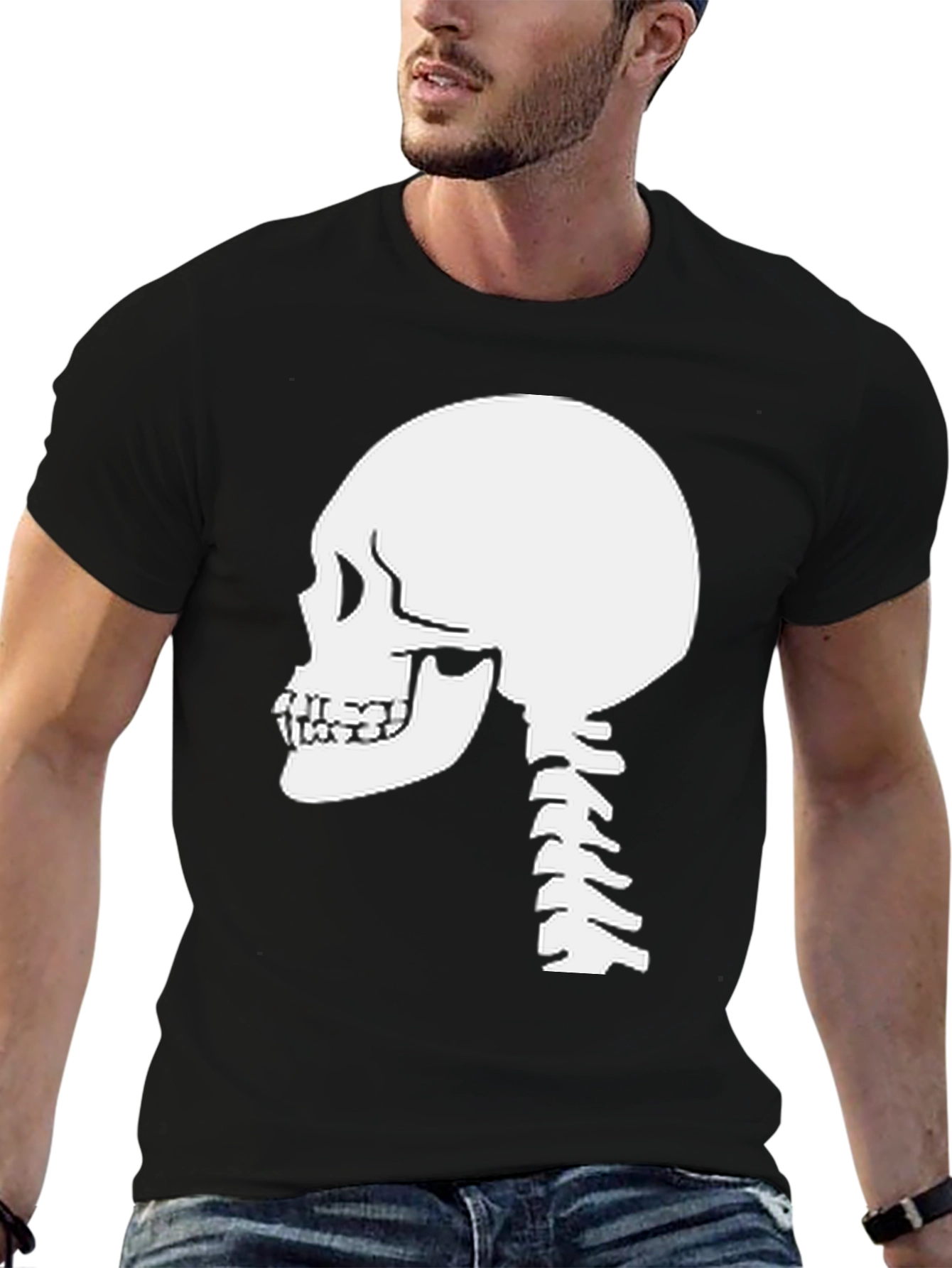 Skull and Spine Graphic Tee - Mens Black T-Shirt
