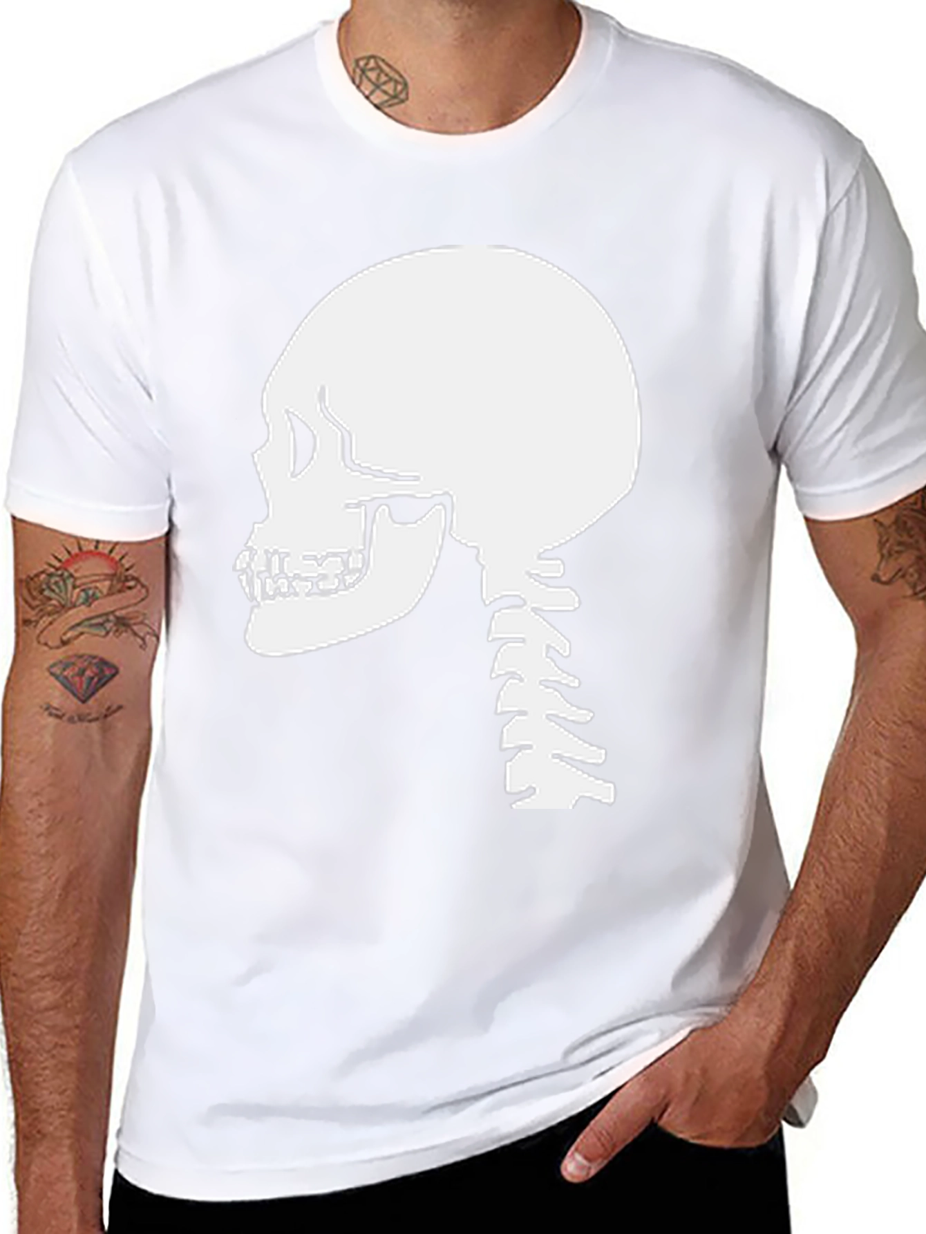 Skull and Spine Graphic Tee - Mens Black T-Shirt