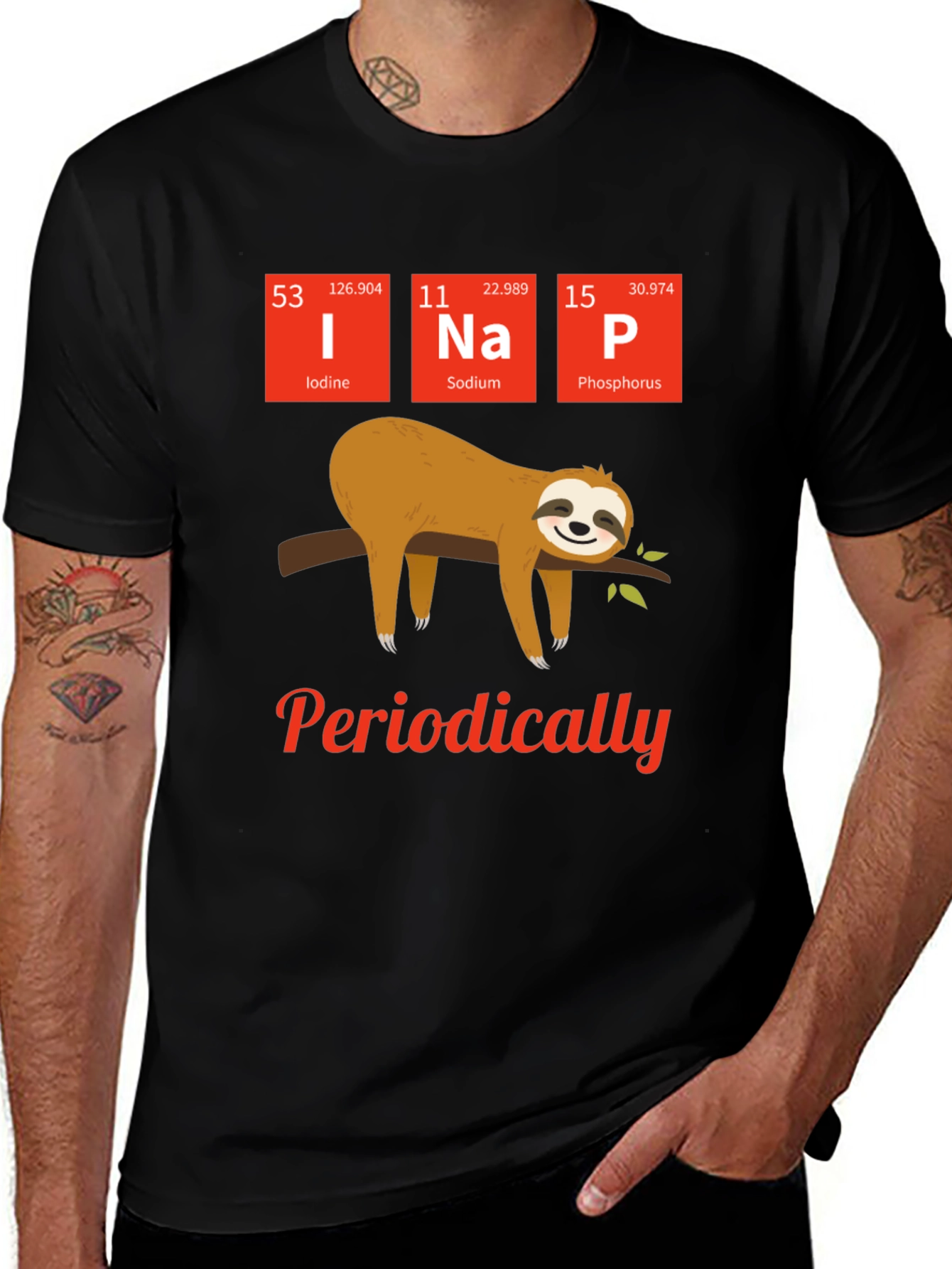 Funny Periodic Table Sloth Nap T-Shirt
