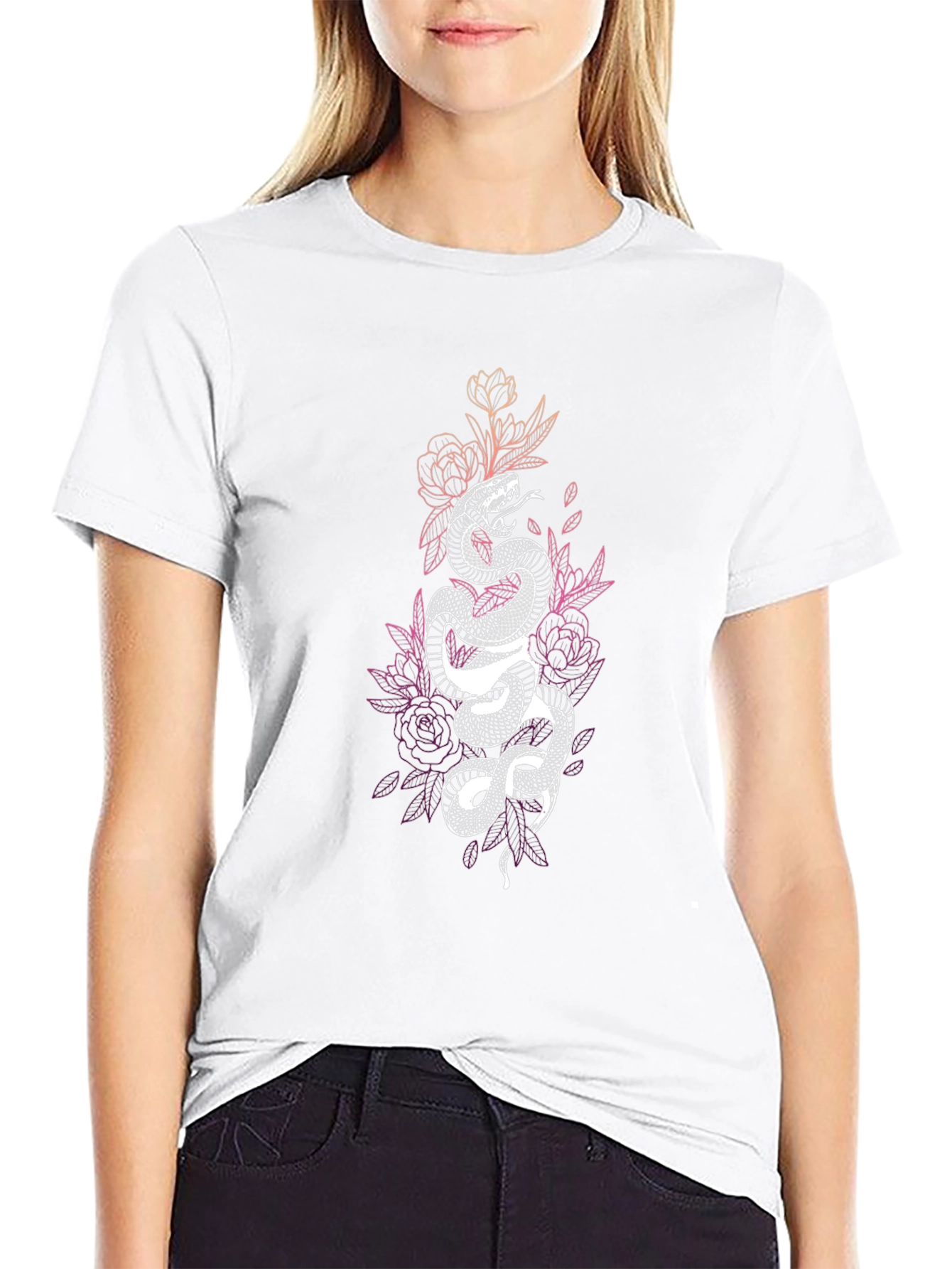 Black Snake Floral Graphic Tee