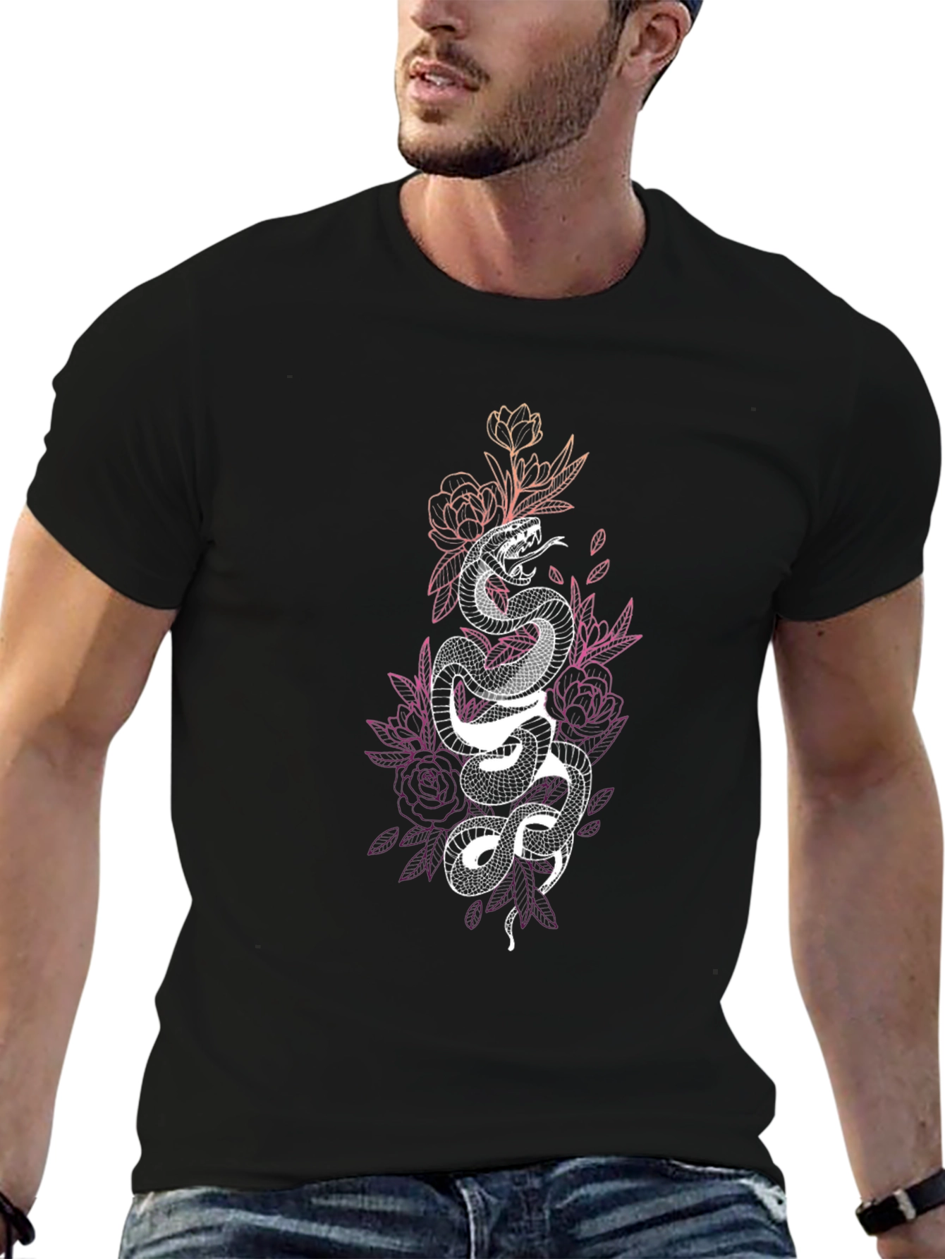 Black Snake Floral Graphic Tee